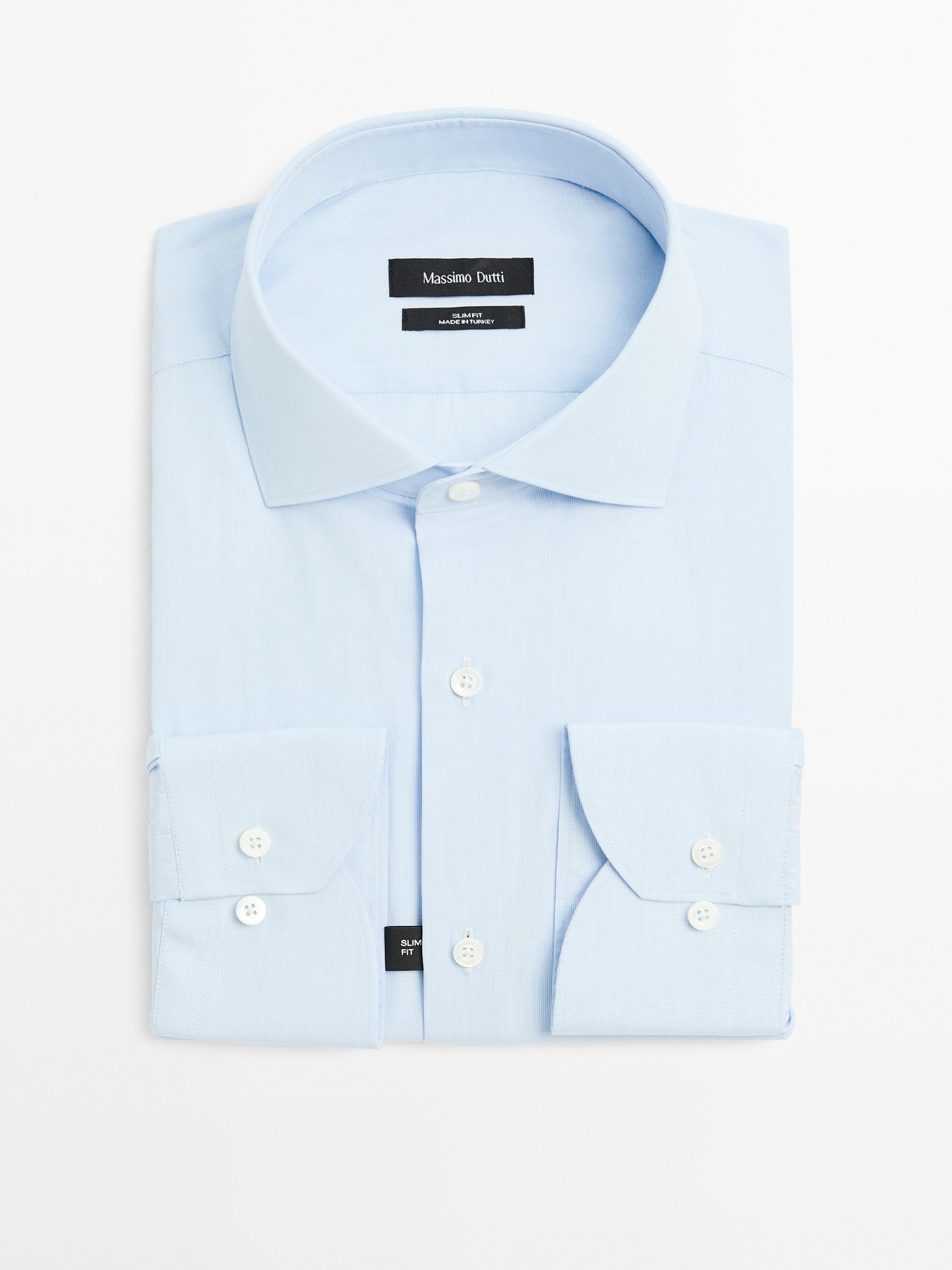 Slim fit striped 100% cotton shirt