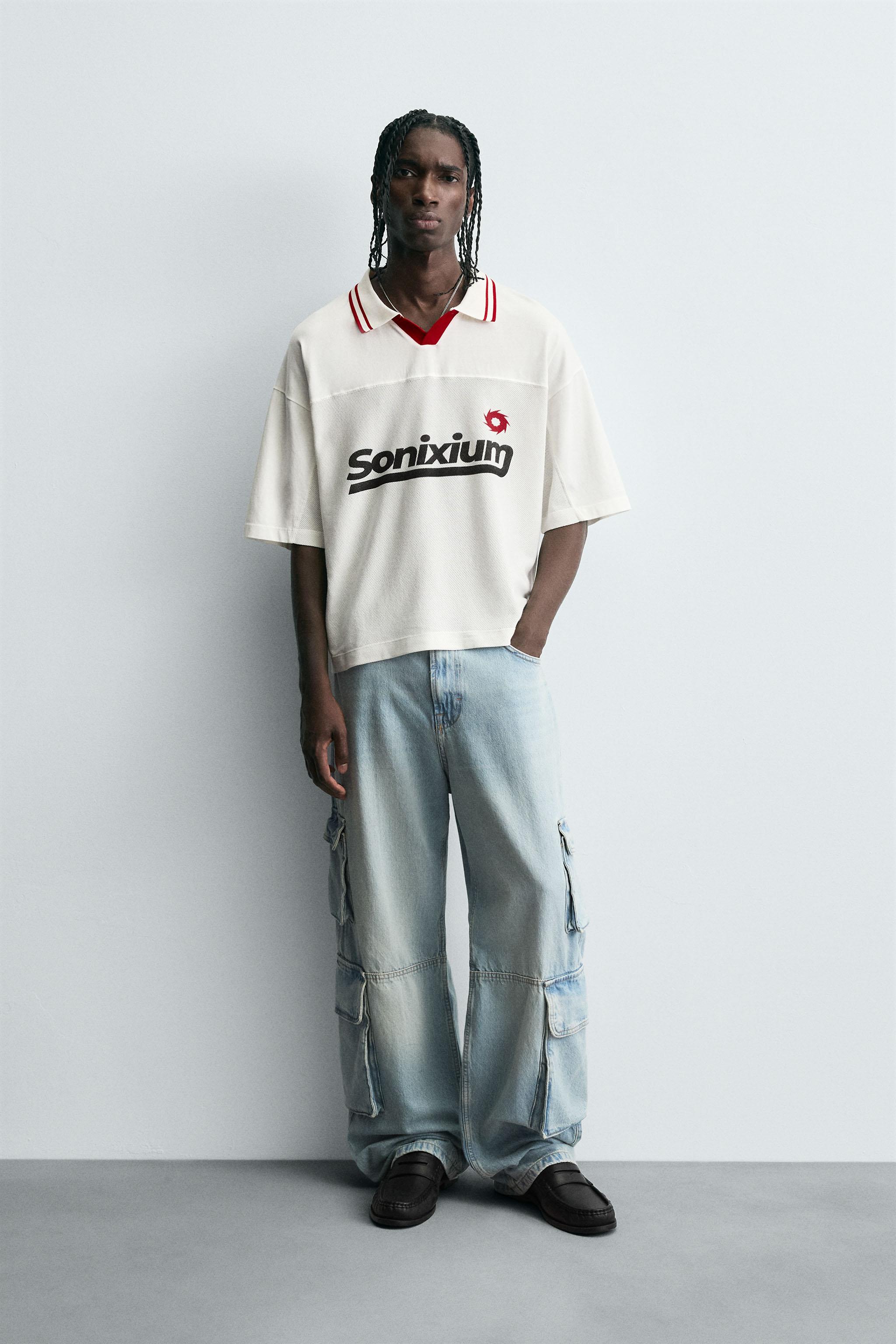 RETRO SOCCER PRINT POLO SHIRT