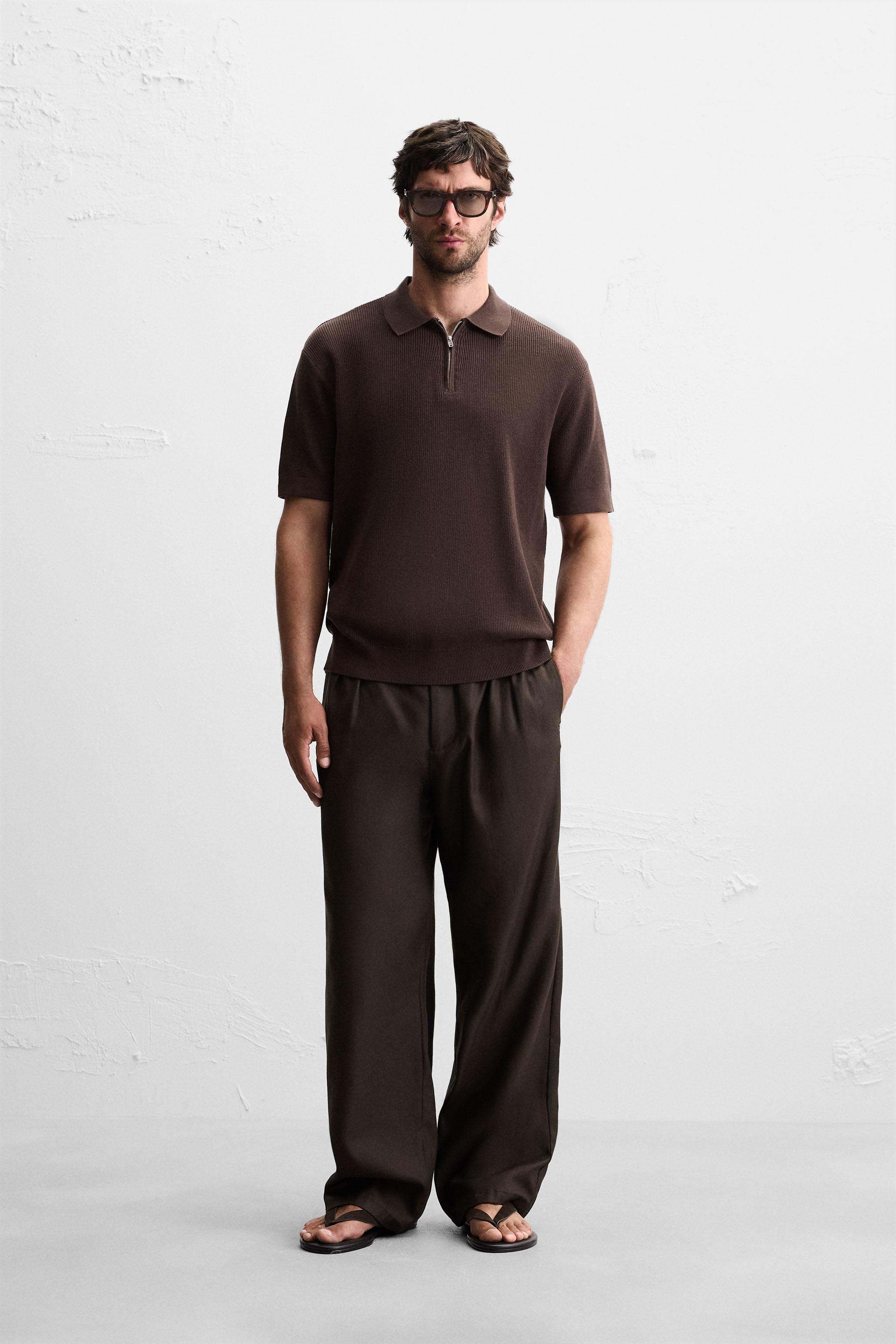 PURL KNIT ZIPPER POLO SHIRT