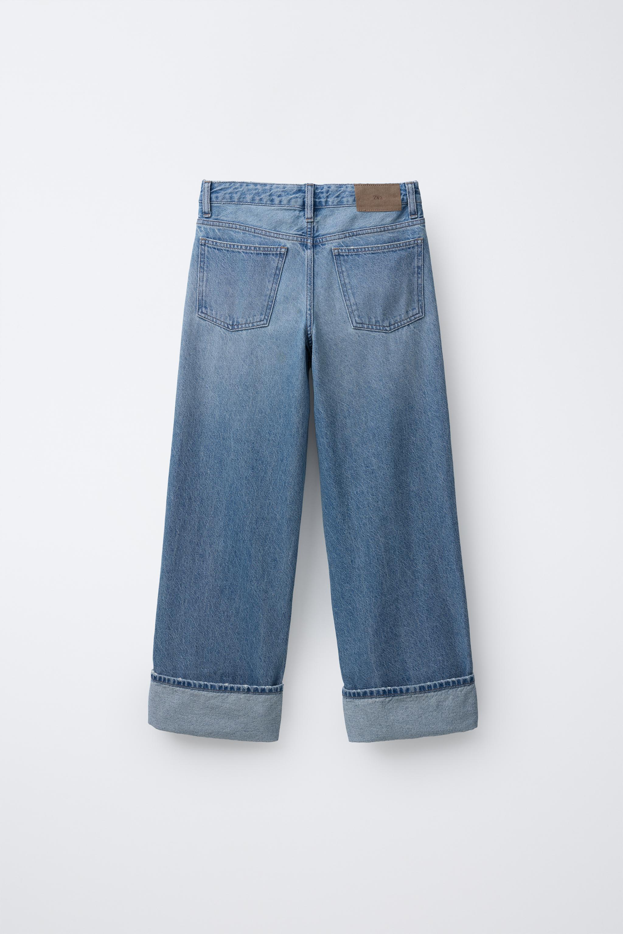 CUFFED WIDE LEG JEANS