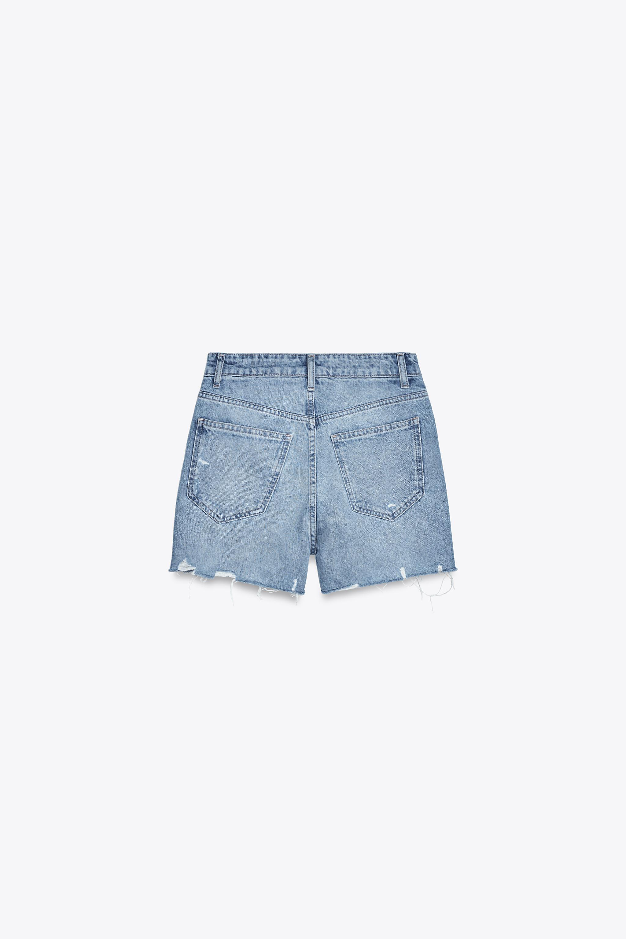 HIGH-RISE CROSS WAIST MOM FIT TRF DENIM SHORTS