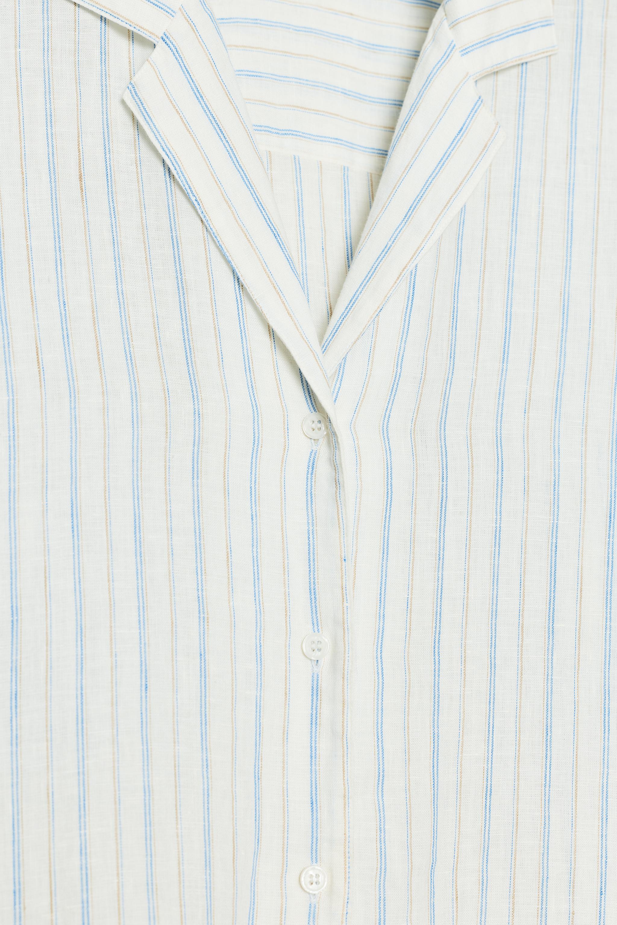ZW COLLECTION STRIPED LINEN PAJAMA SHIRT