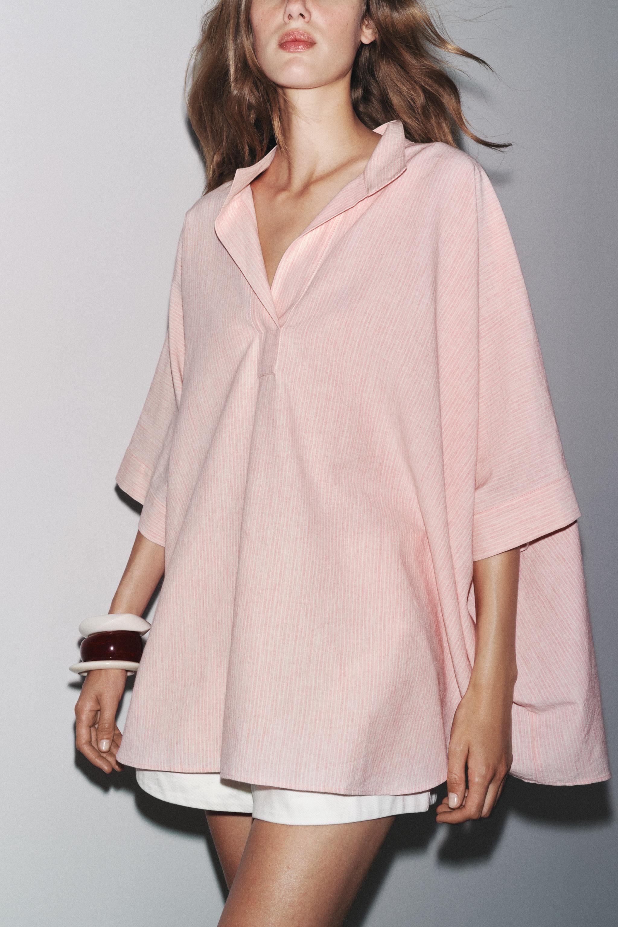 STRIPED OVERSIZED CAPE SHIRT ZW COLLECTION
