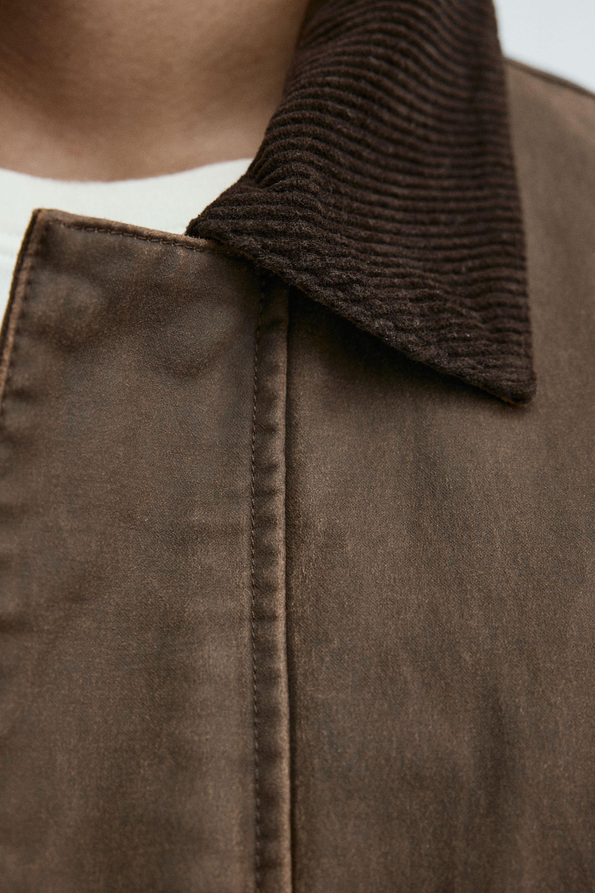 CONTRAST WAXED EFFECT JACKET