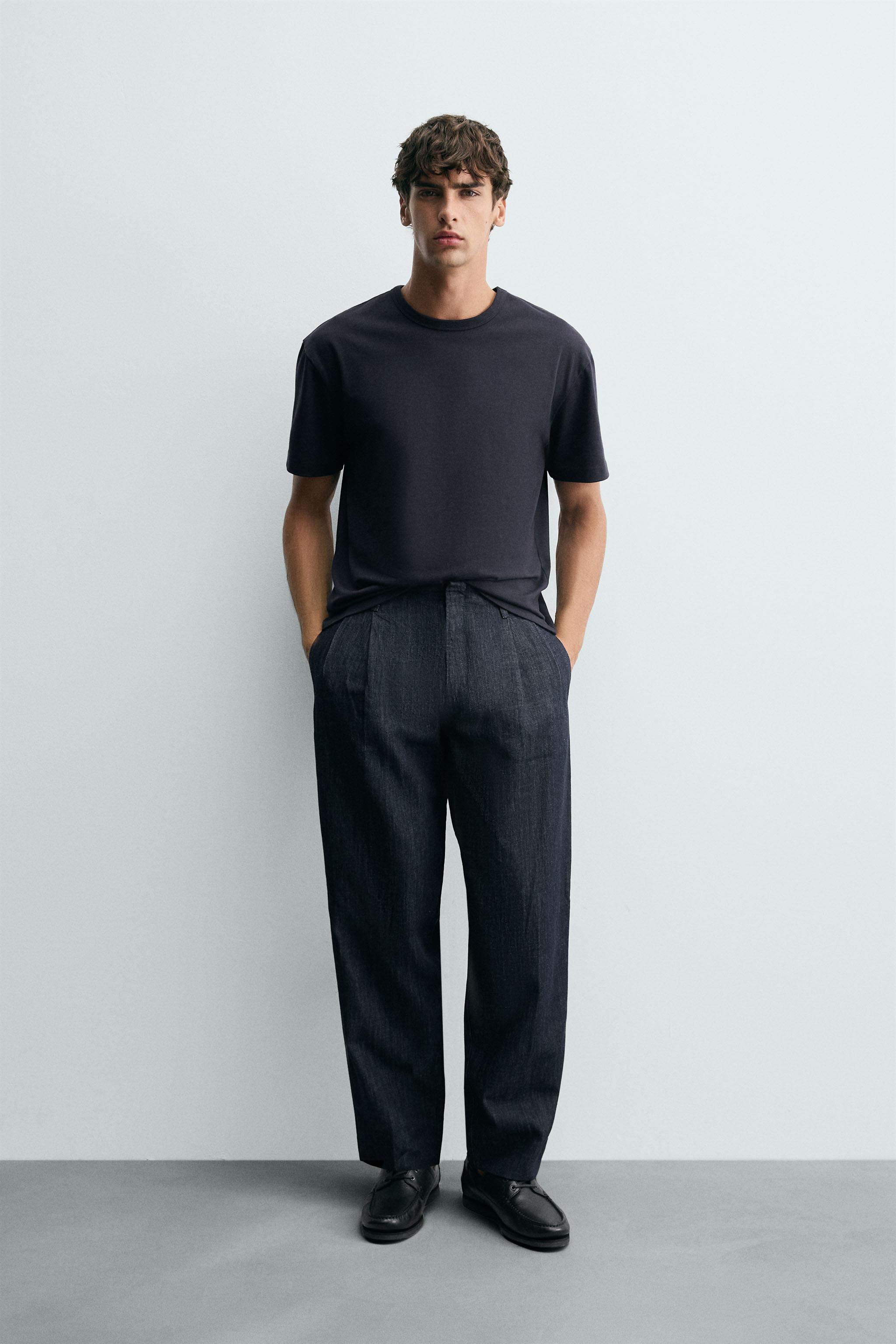 WIDE FIT CROPPED DENIM PANTS