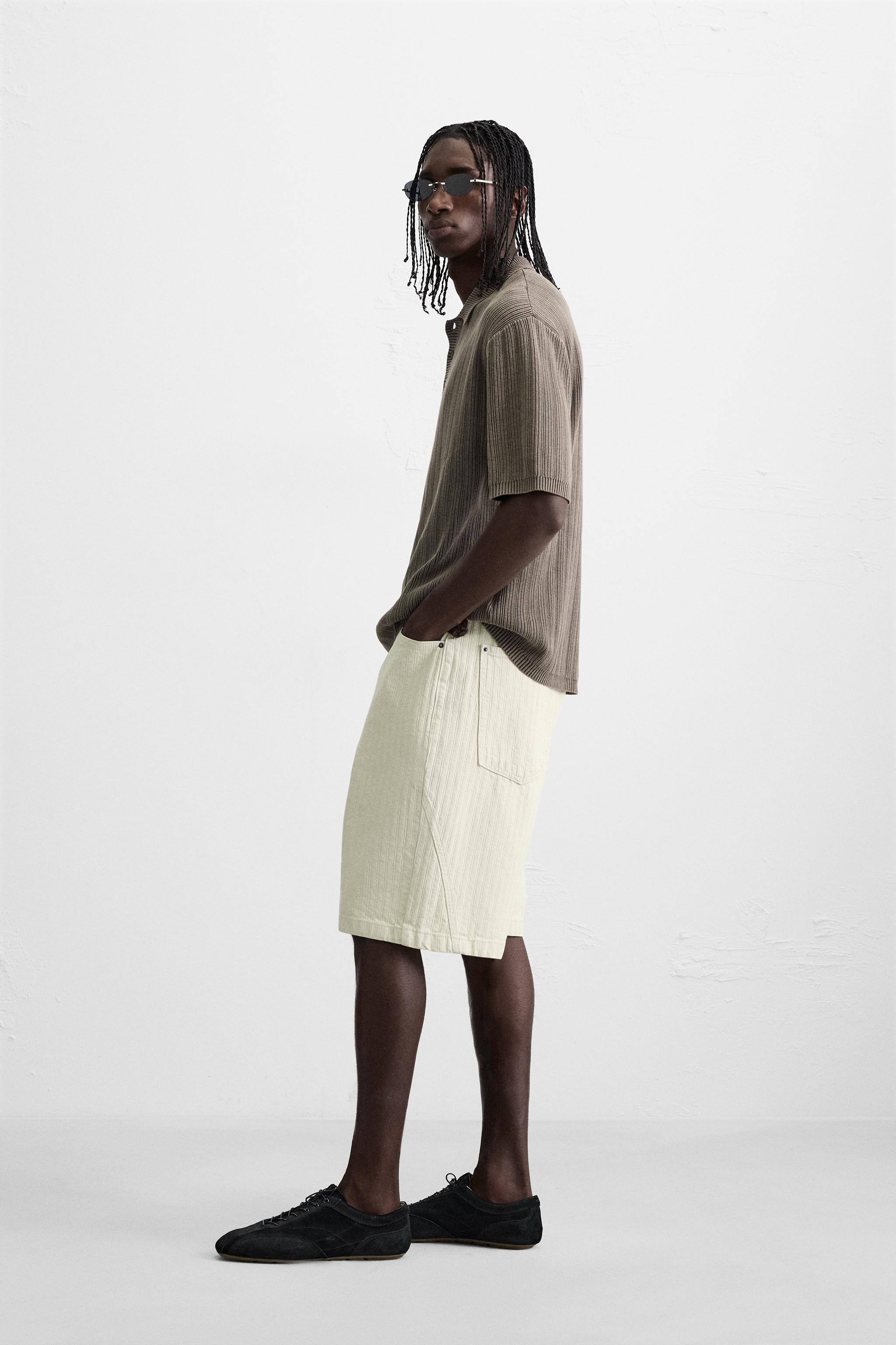 WASHED TEXTURED KNIT POLO SHIRT