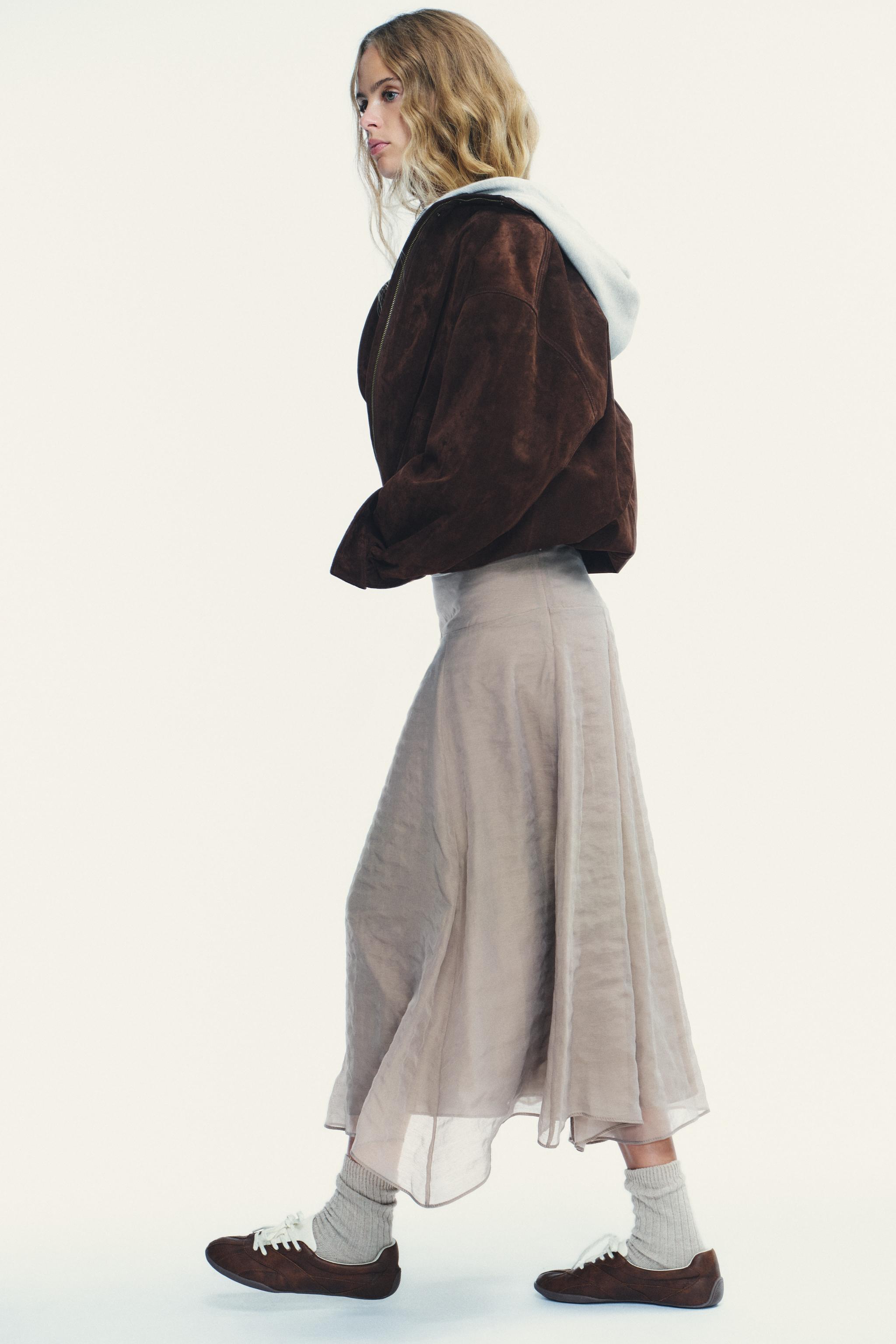 DOUBLE LAYER MIDI SKIRT