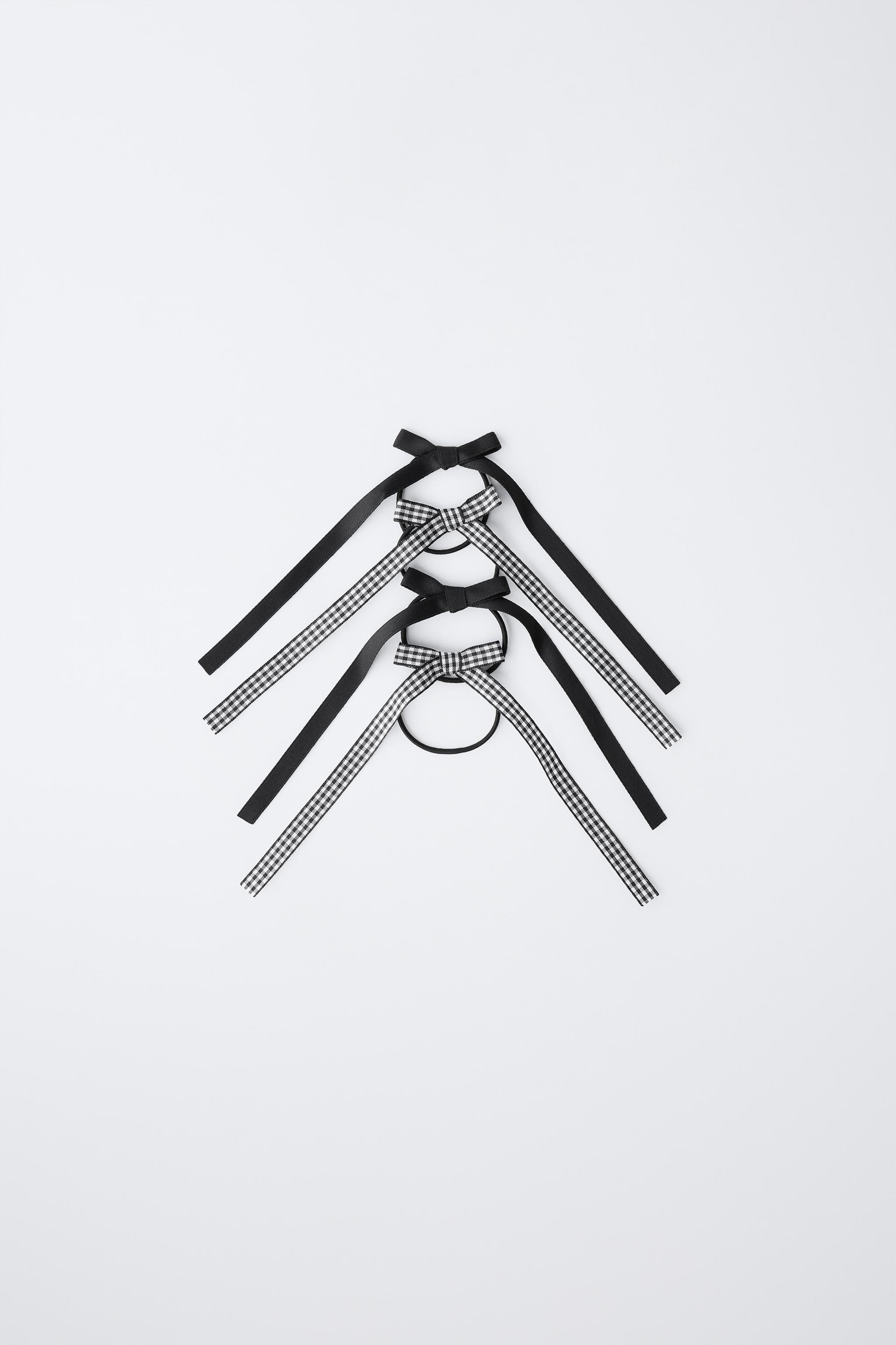 FOUR-PACK OF GINGHAM BOW HAIR TIES