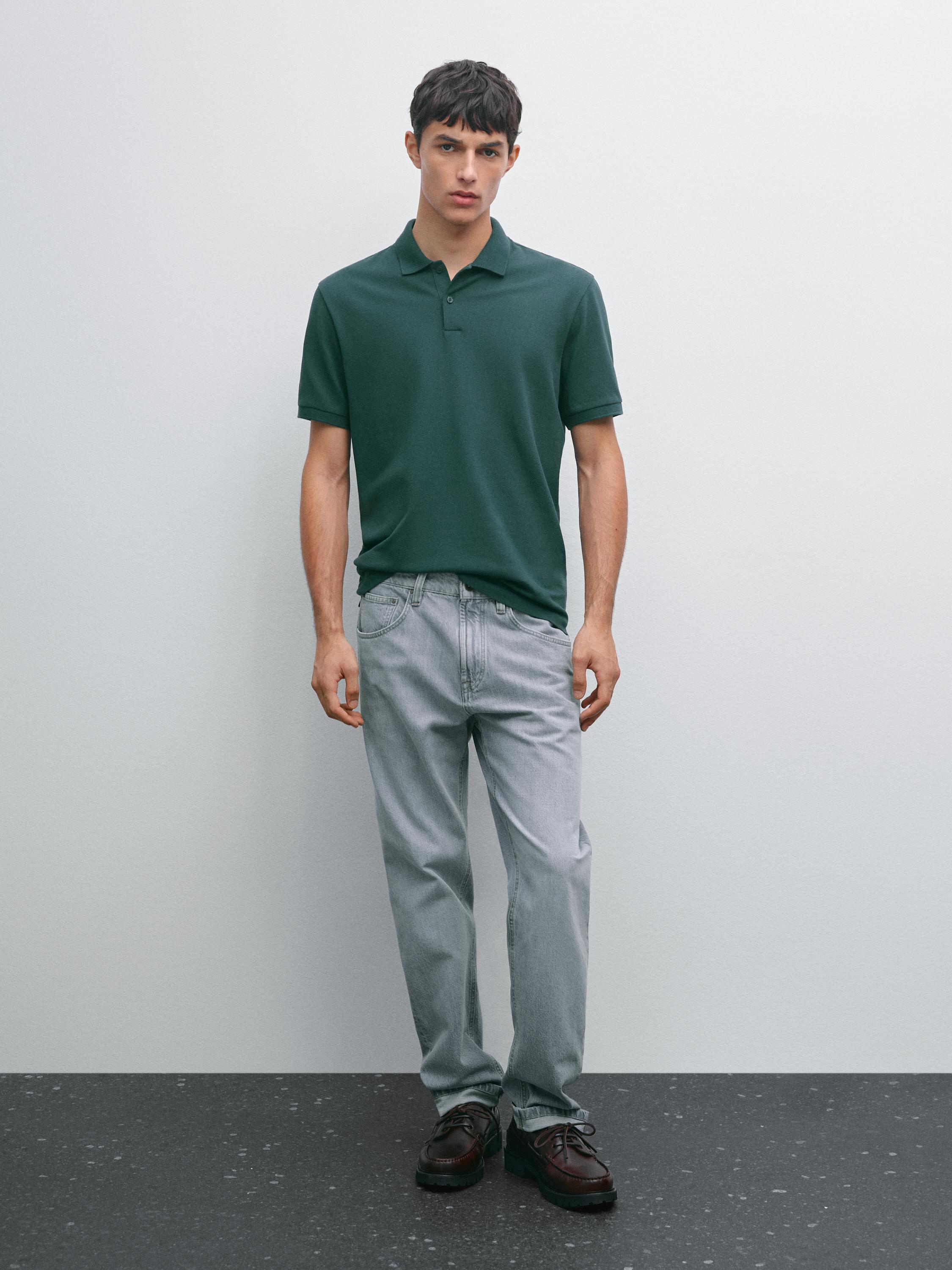 Micro textured piqué cotton polo shirt