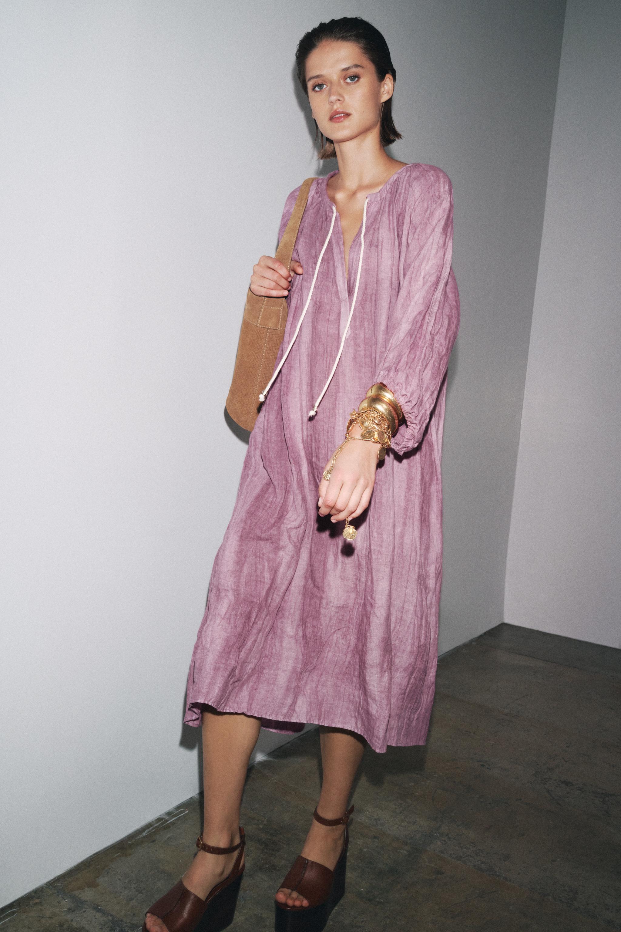 ZW COLLECTION TIE-DYE LINEN TUNIC DRESS