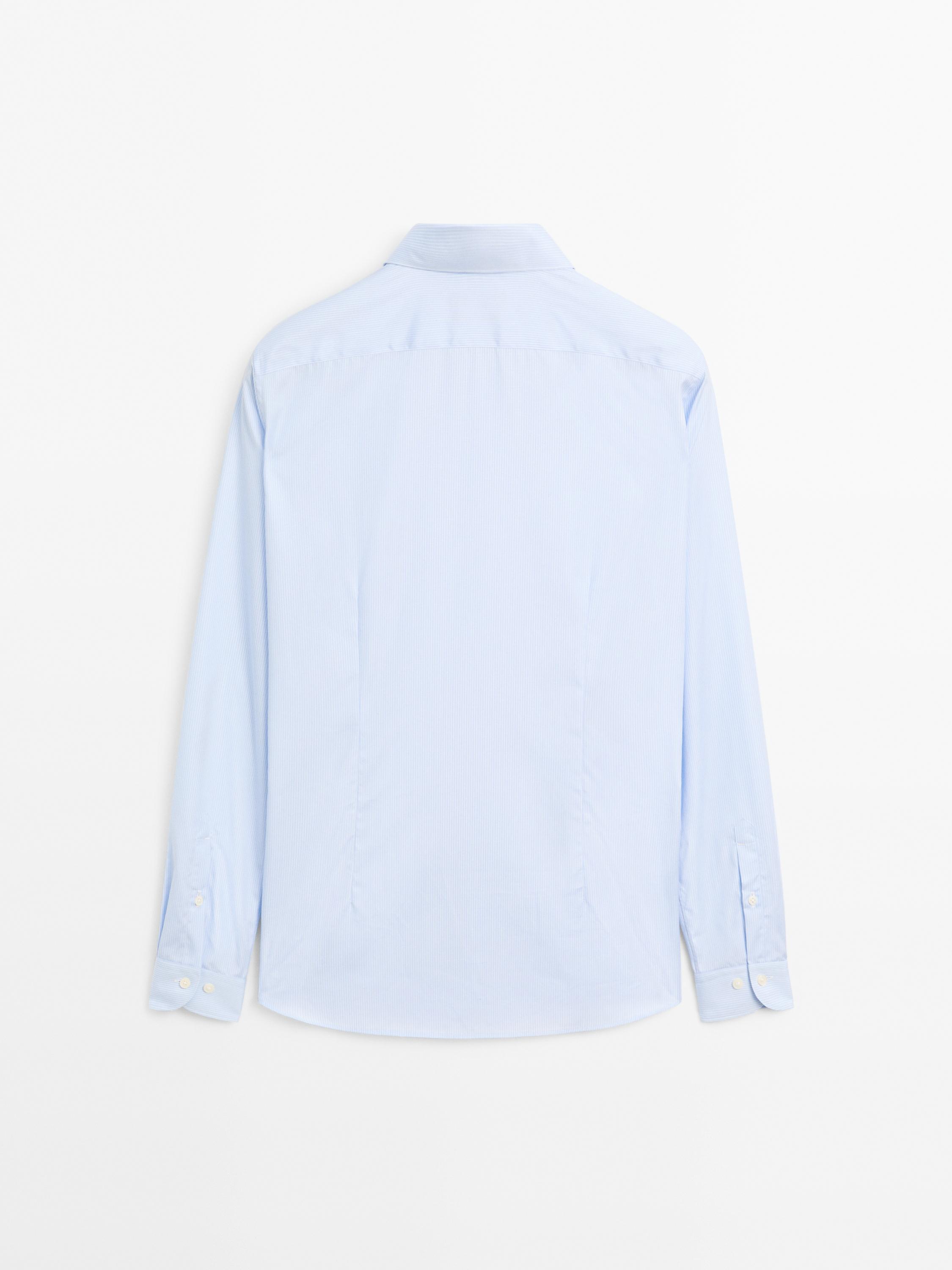 Slim fit striped 100% cotton shirt