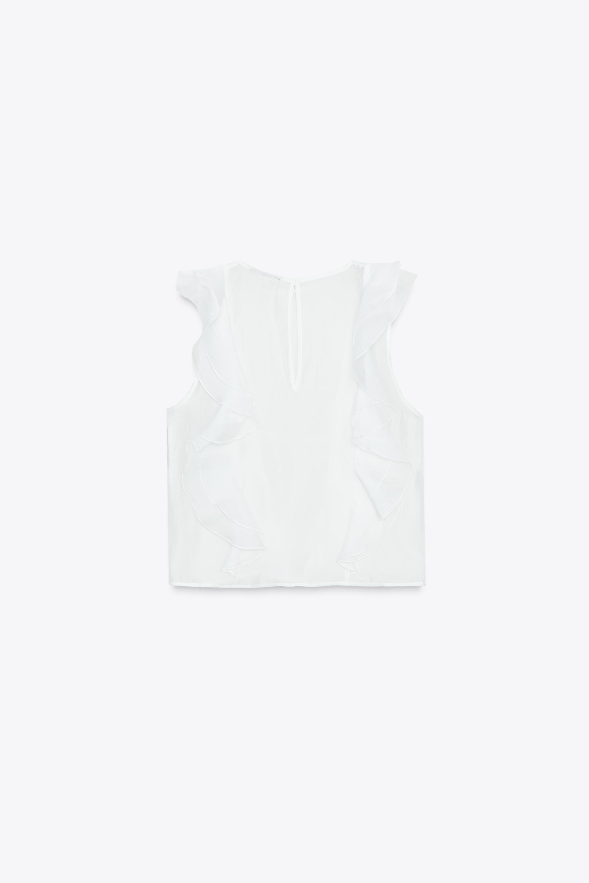 SEMI-SHEER RUFFLED BLOUSE