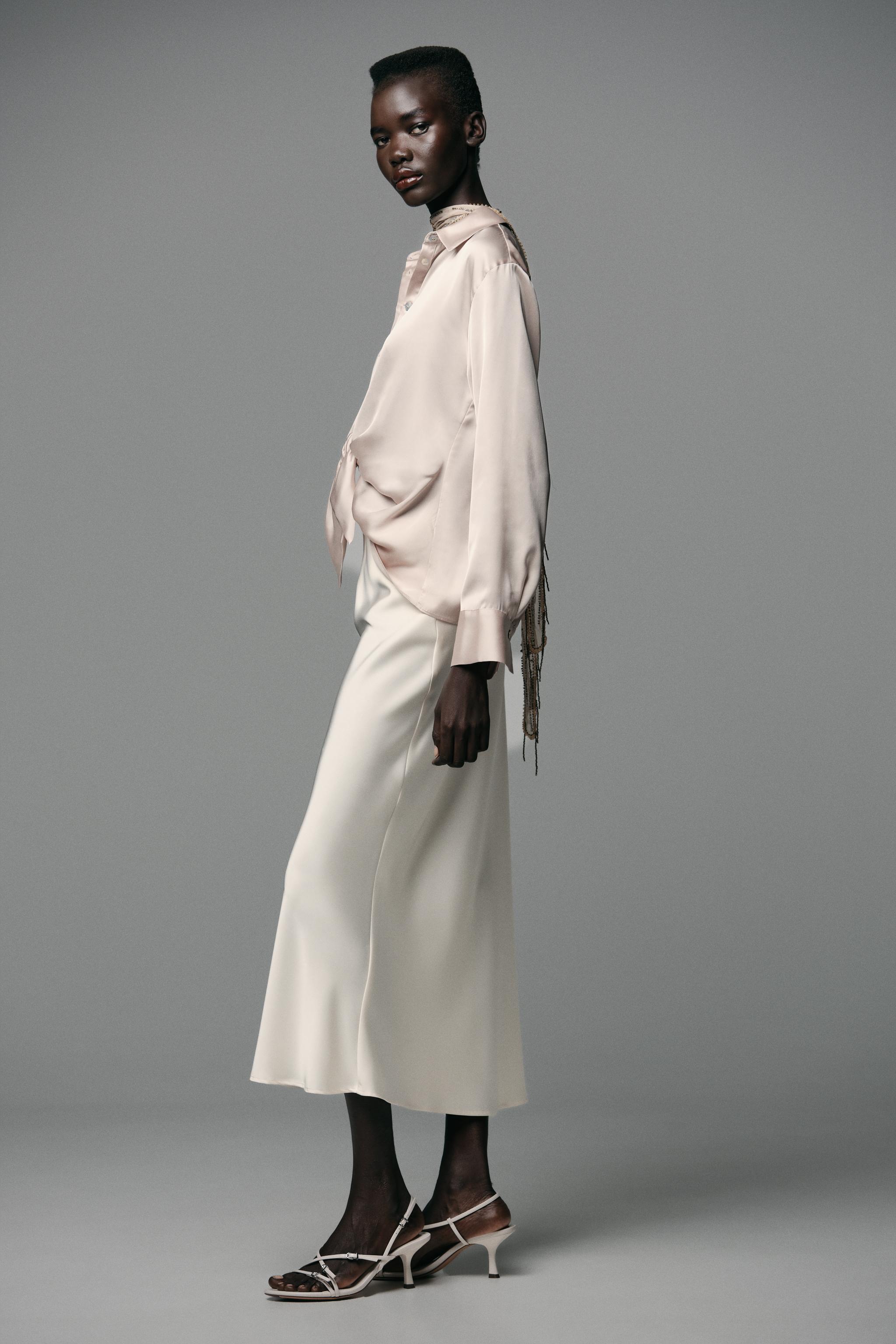 KNOTTED SATIN EFFECT SHIRT