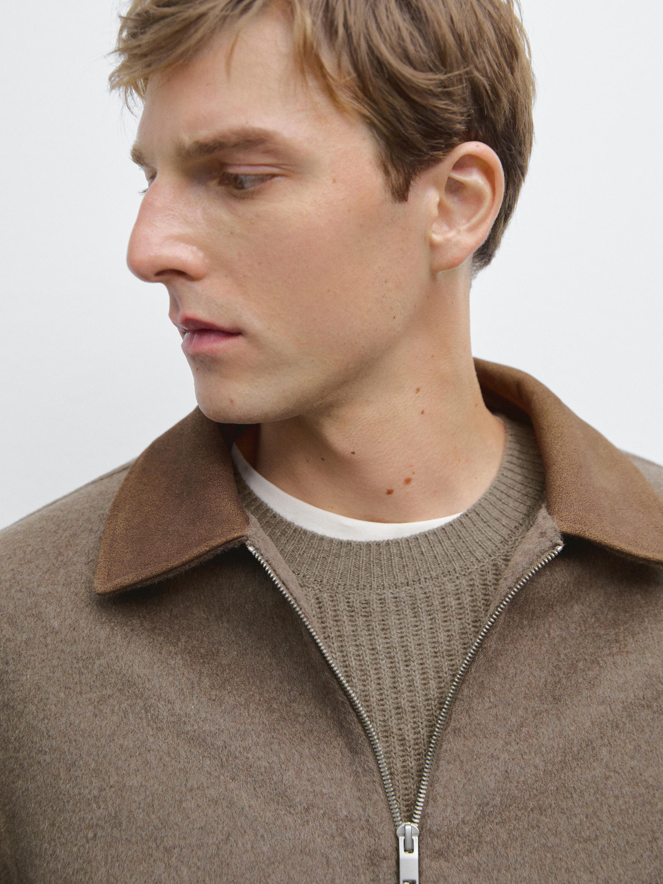 Jacket with double wool collar detail
