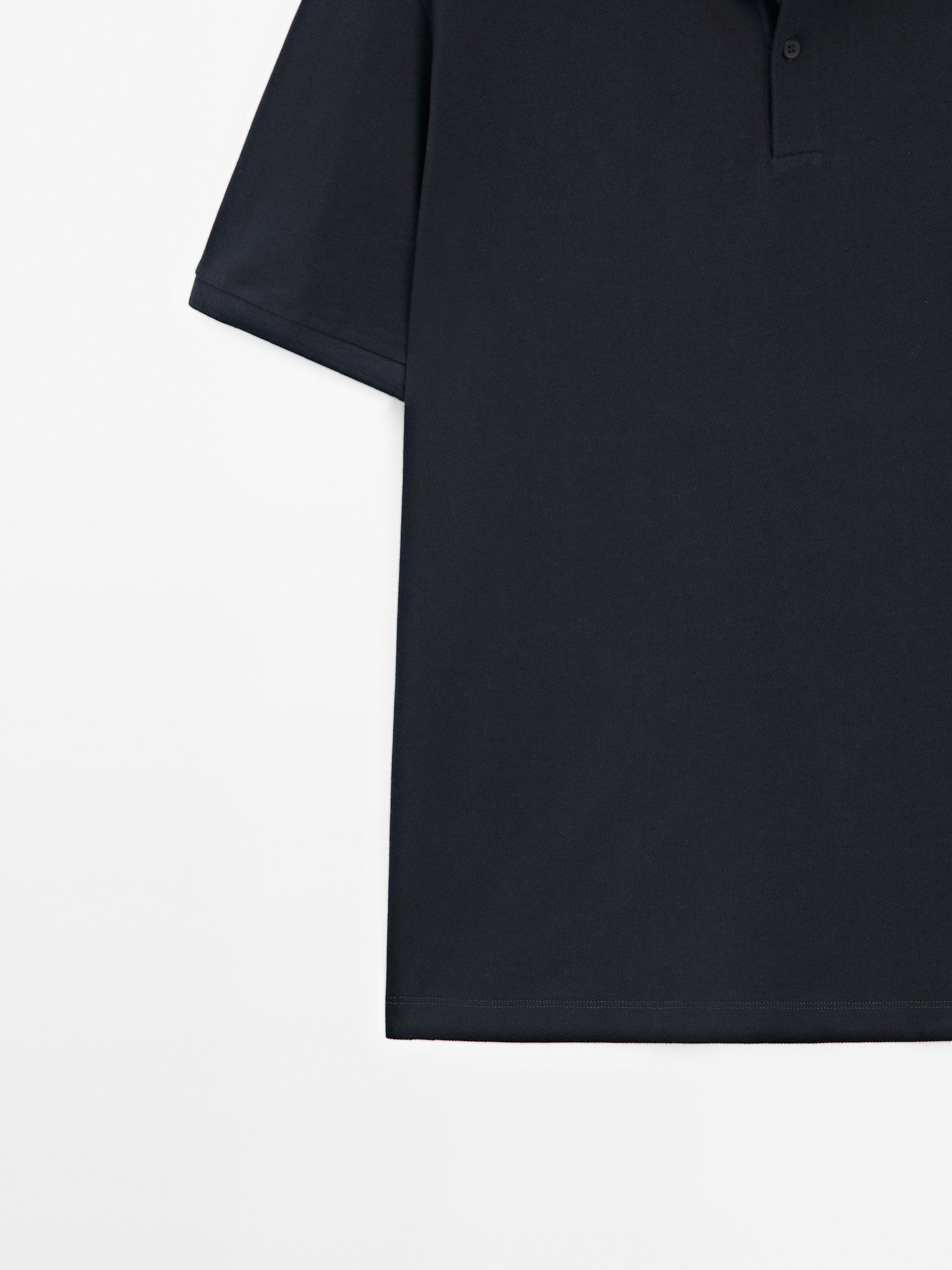 Micro textured piqué cotton polo shirt