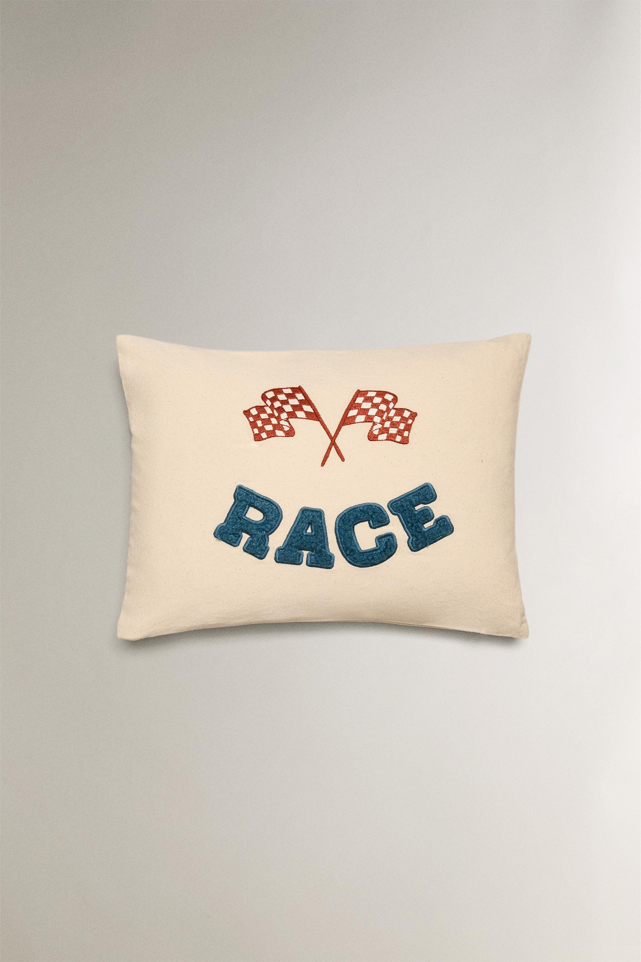 CHILDREN'S RACE COTTON THROW PILLOW COVER