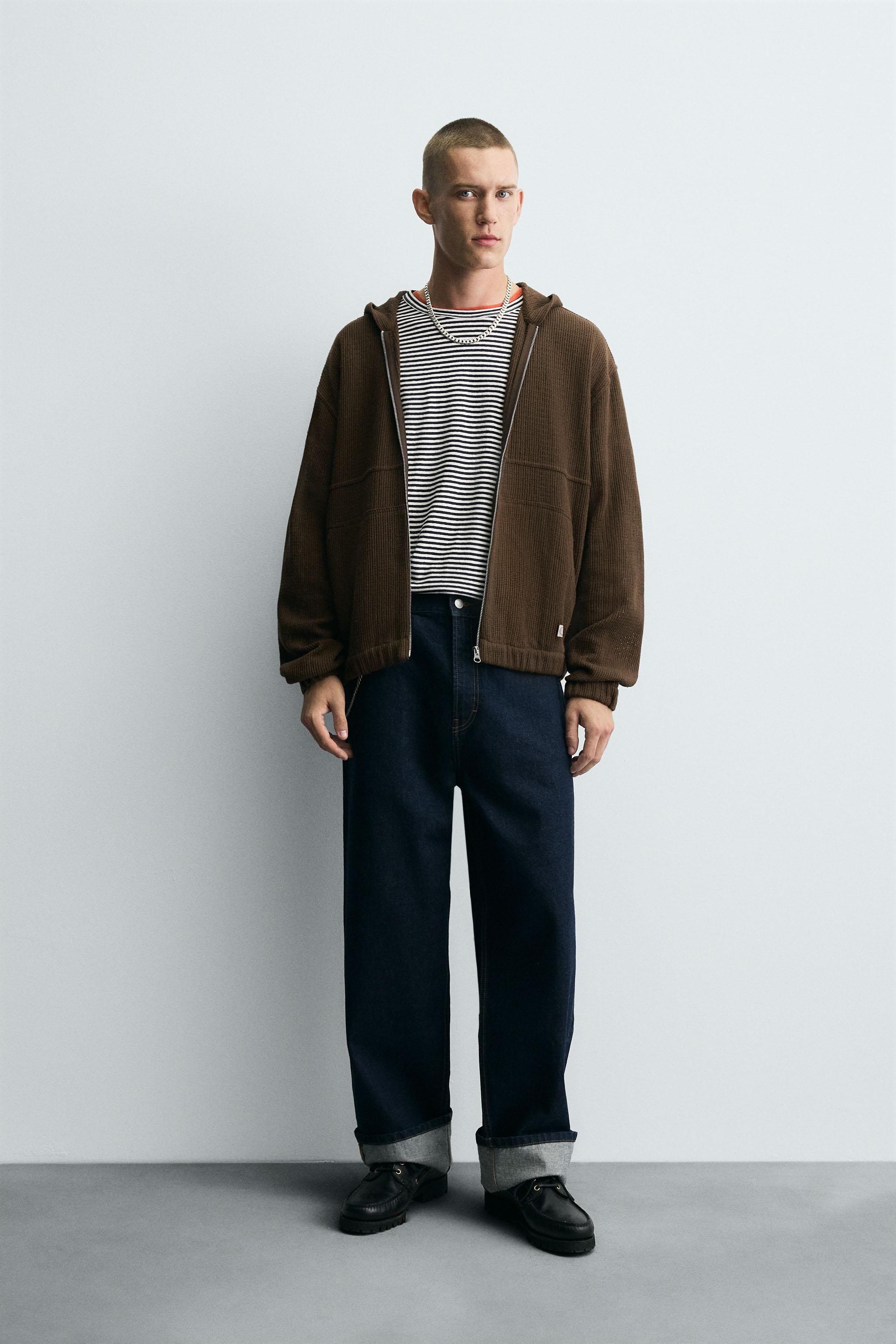 HOODED OPEN-KNIT OVERSHIRT