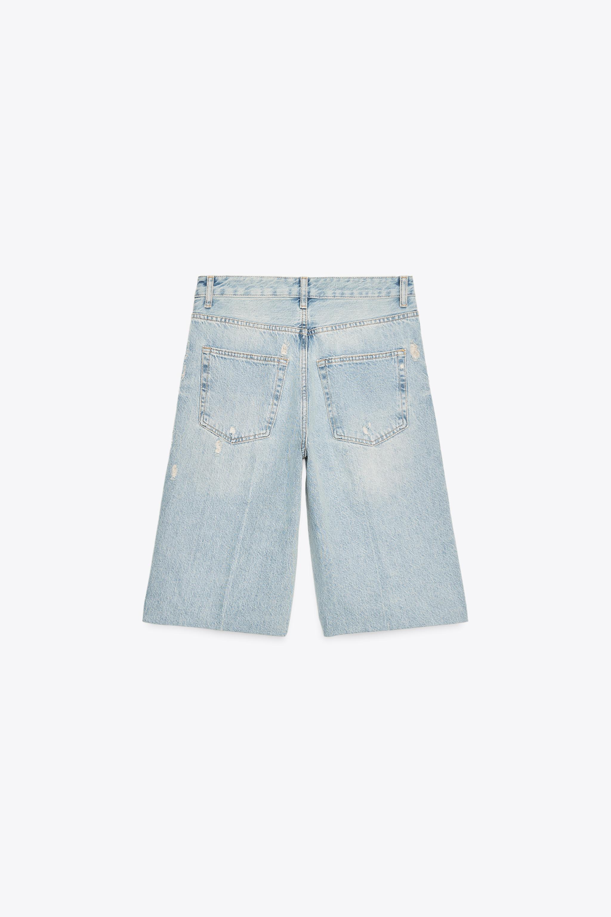 RIPPED MID-RISE TRF DENIM JORTS