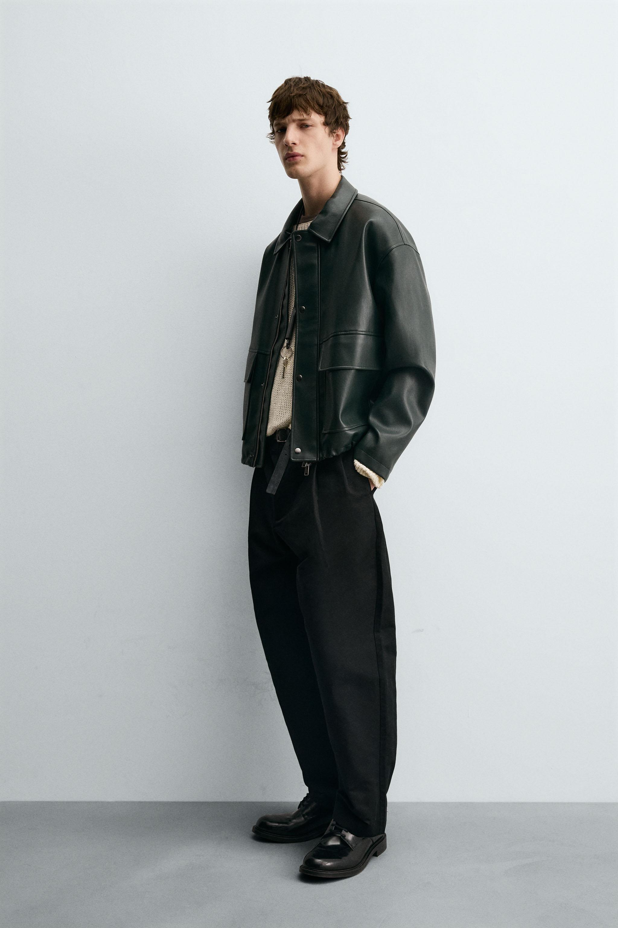 FAUX LEATHER POCKET JACKET