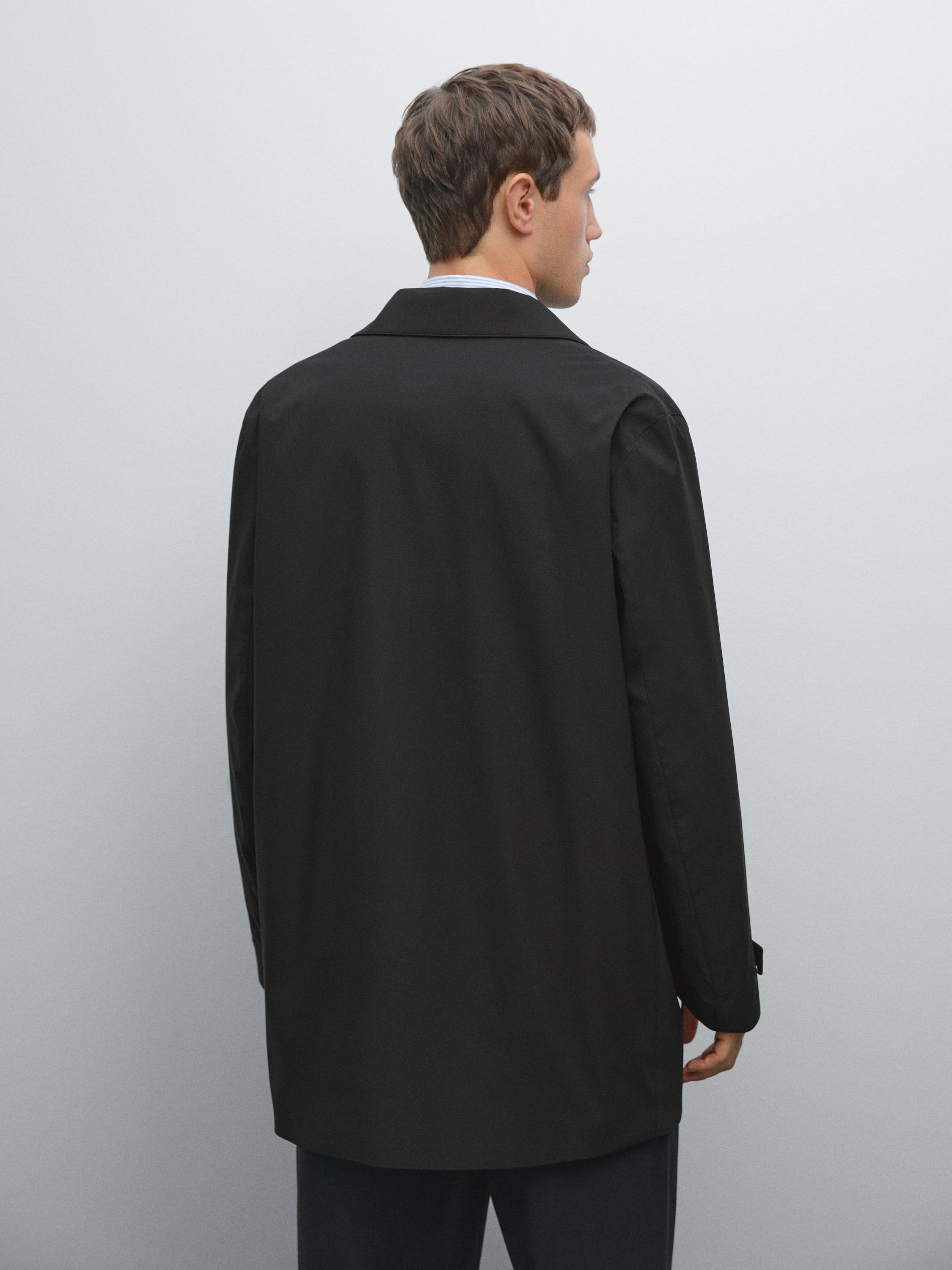 Water-repellent fabric trench coat