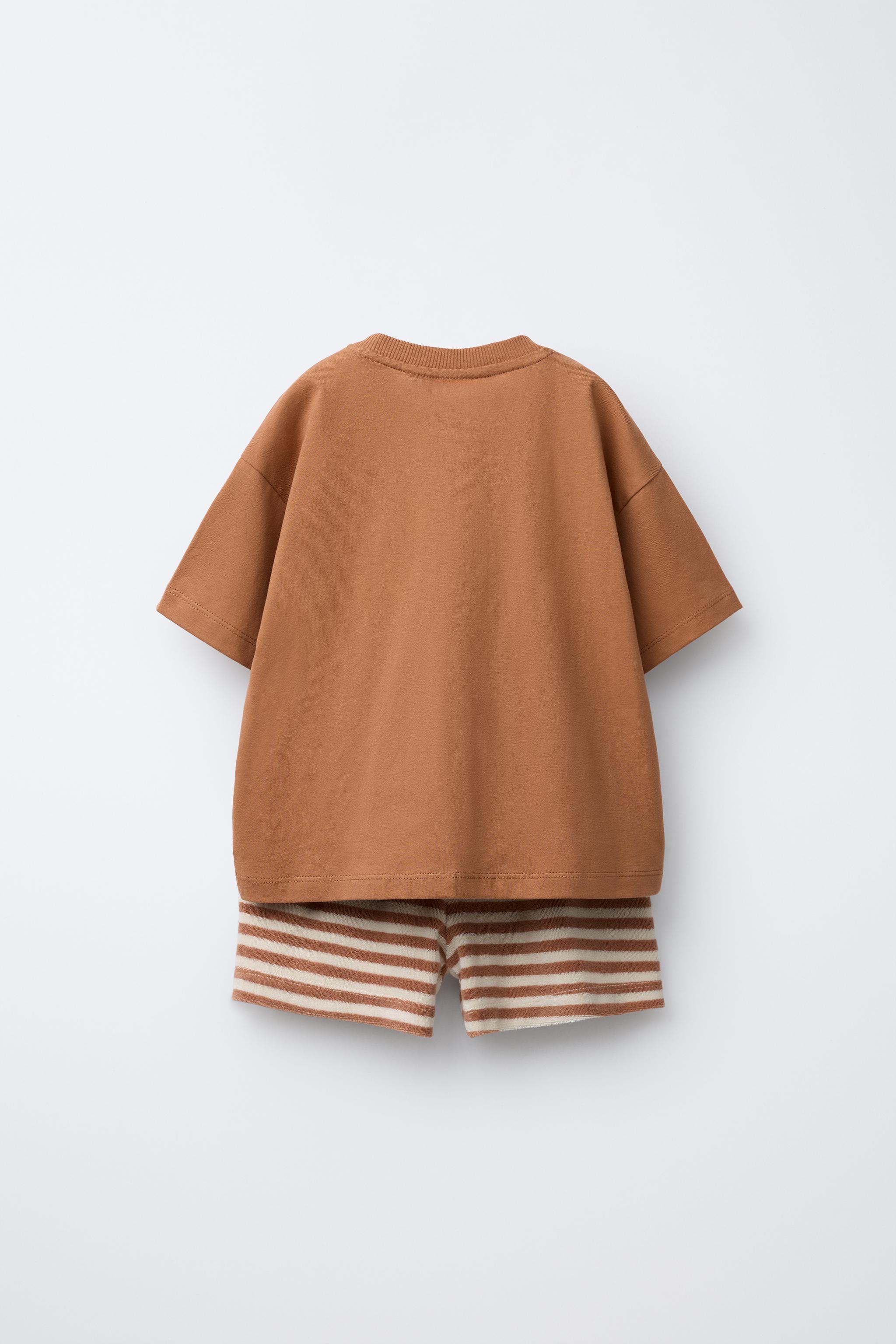 STRIPED TOWEL T-SHIRT AND BERMUDA SET