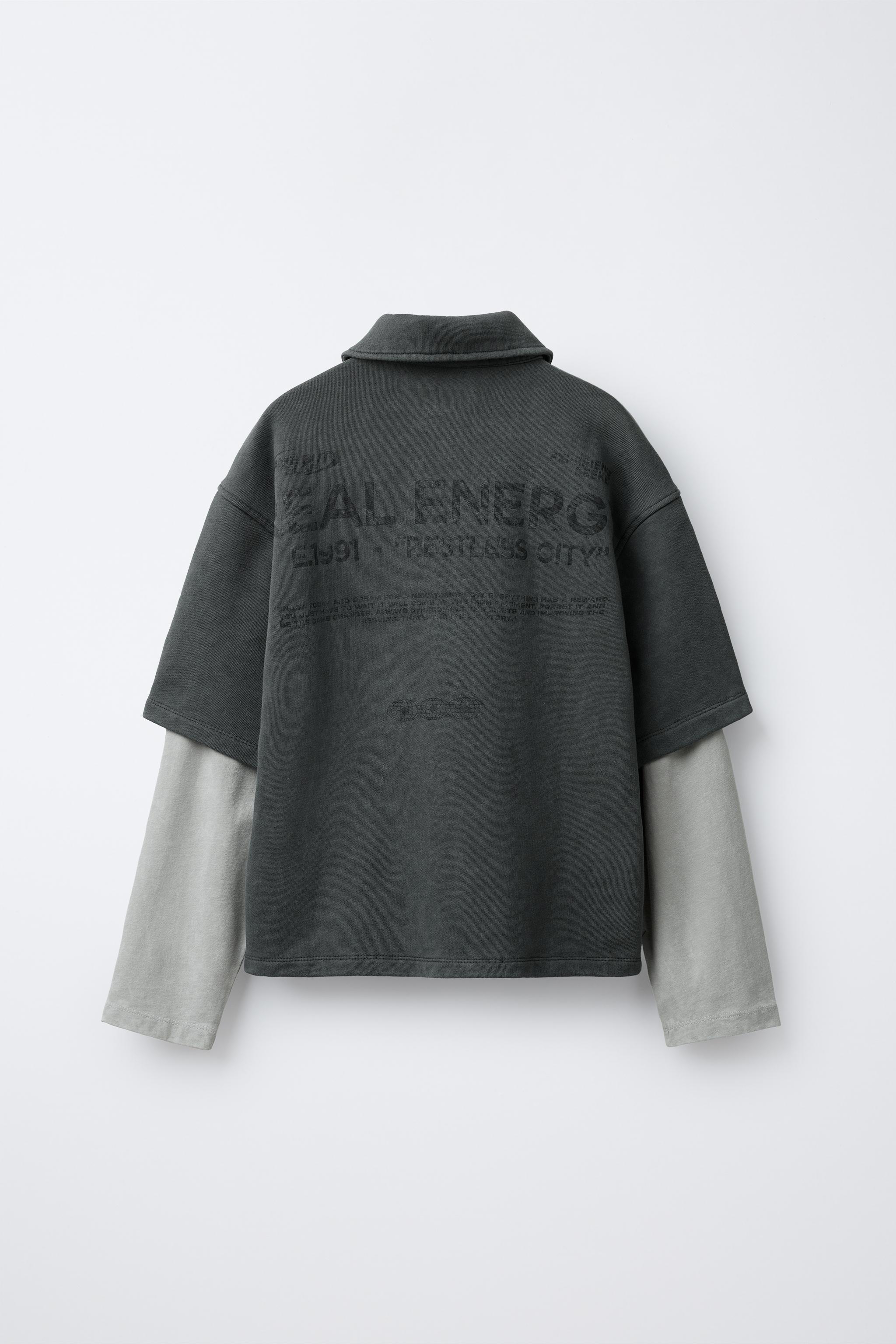 WASHED EFFECT DOUBLE SLEEVE PLUSH SHIRT