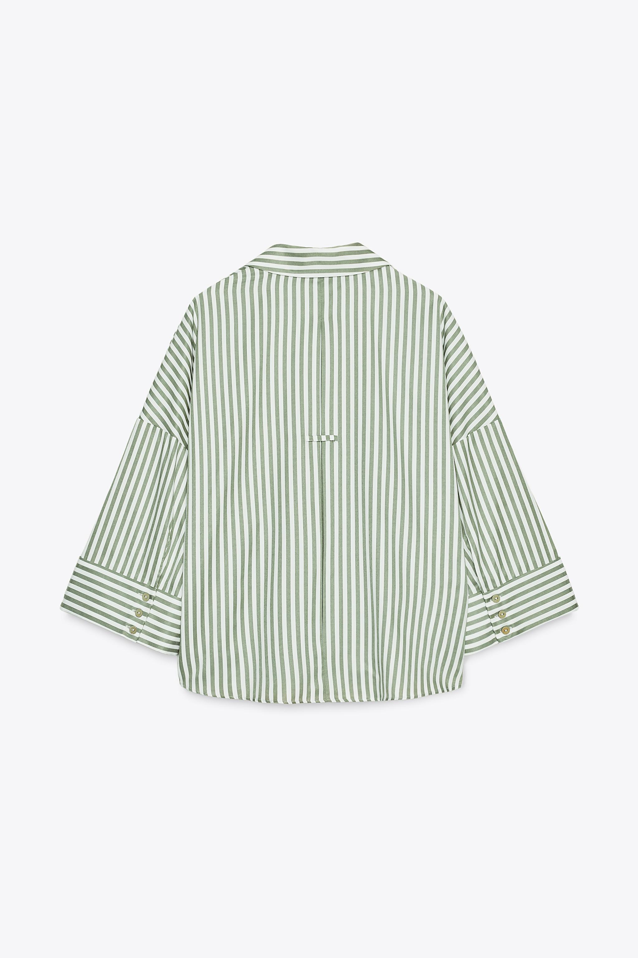STRIPED SHIRT WITH CUFFED SLEEVES