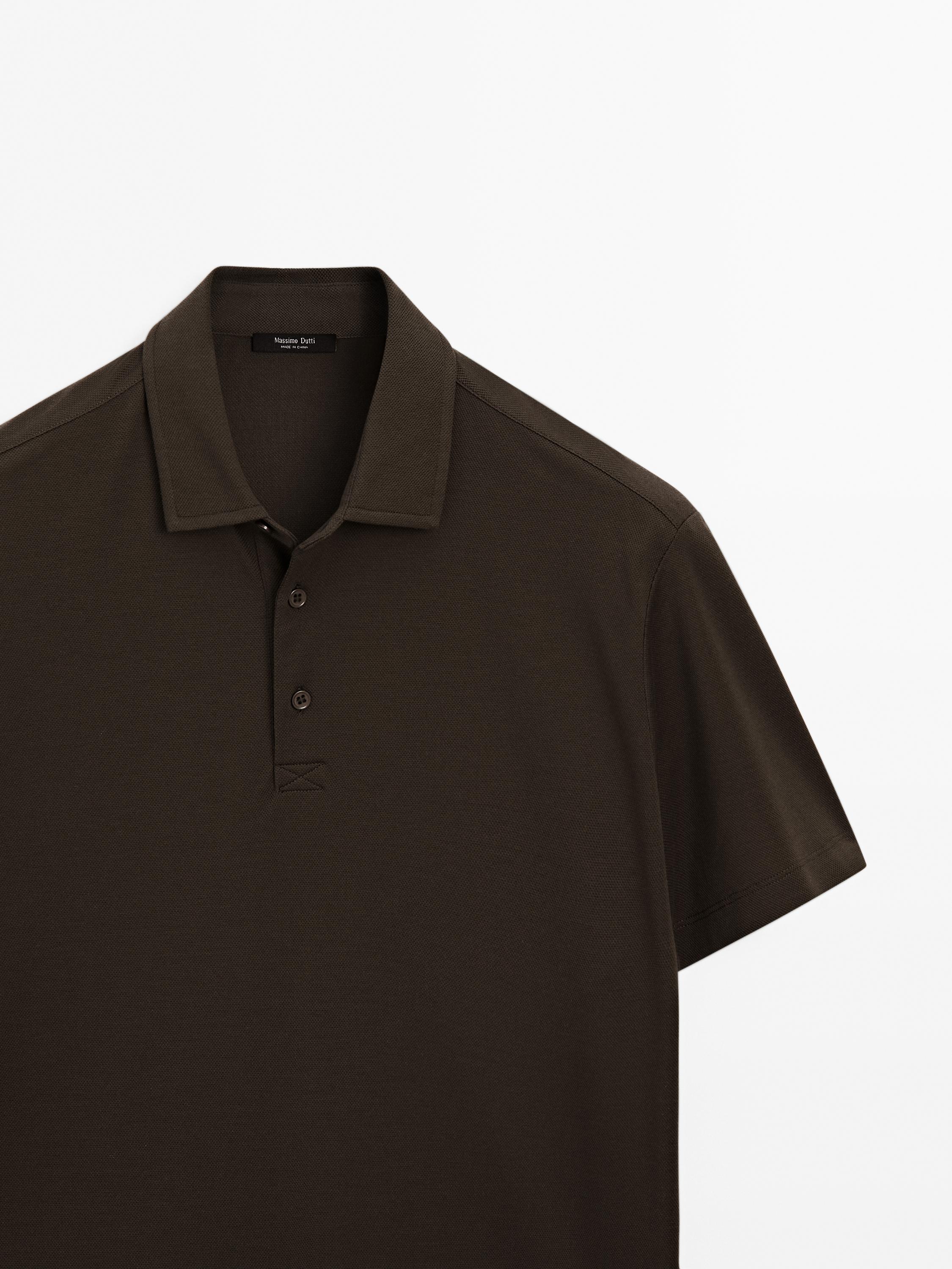 Textured short sleeve polo shirt