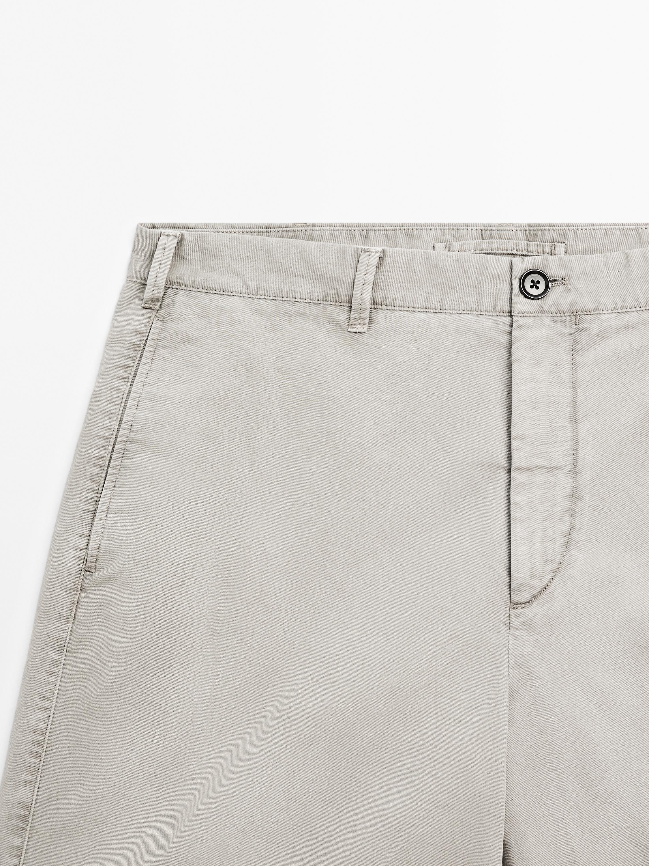 Lightweight linen blend Bermuda shorts
