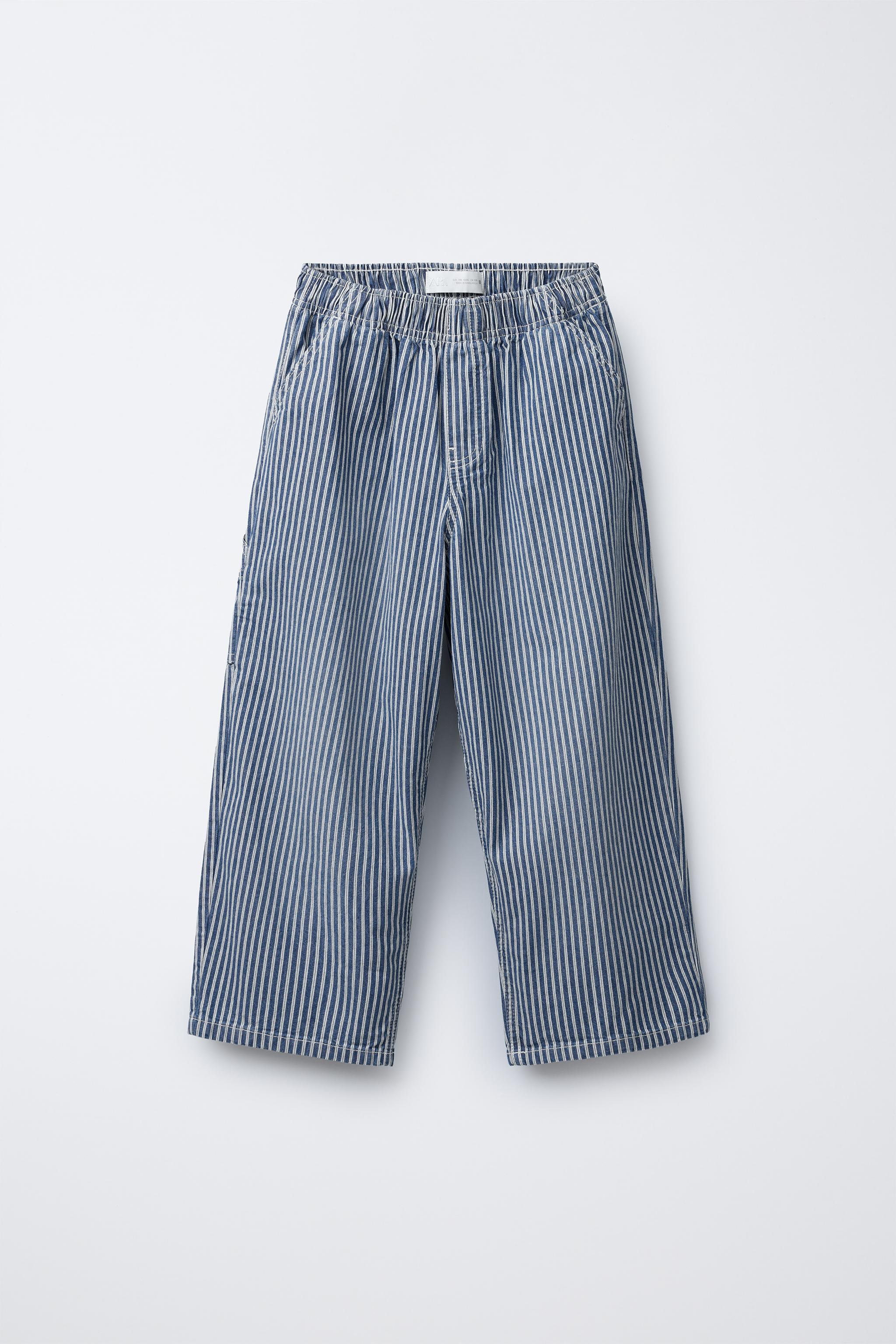 STRIPED BALLOON DENIM PANTS