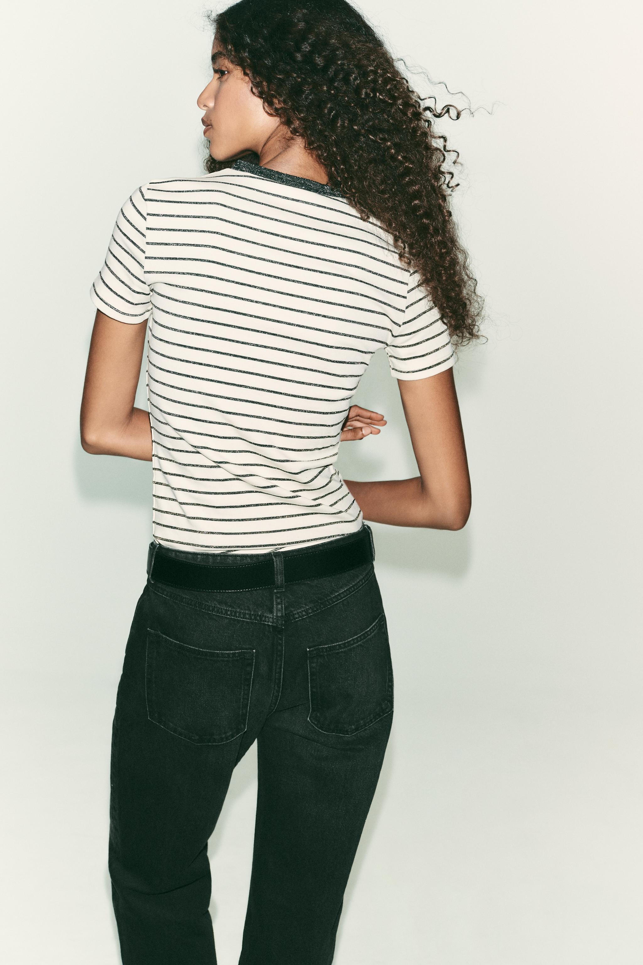 METALLIC THREAD KNIT T-SHIRT