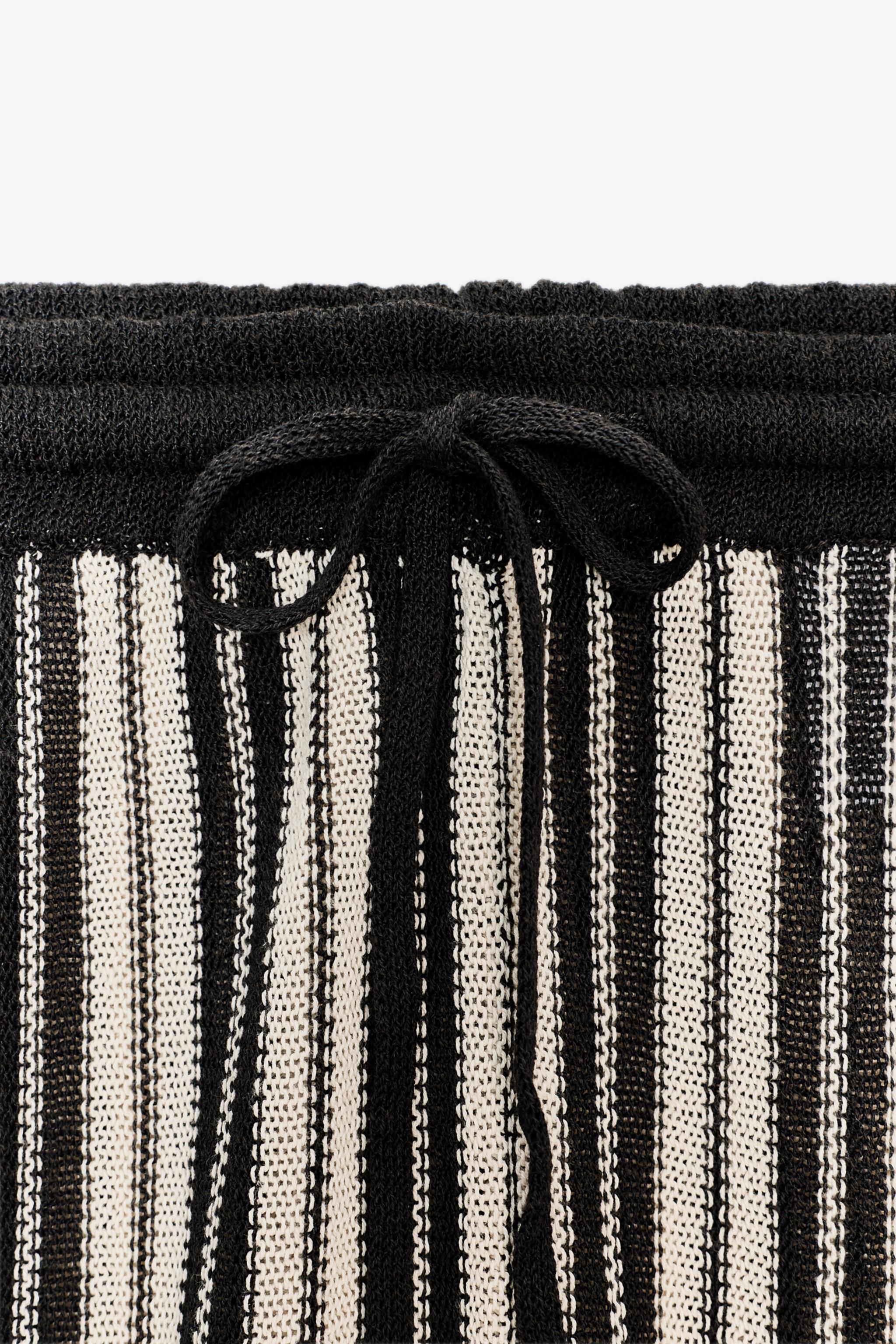 STRIPED LINEN CUFFED HEM PANTS