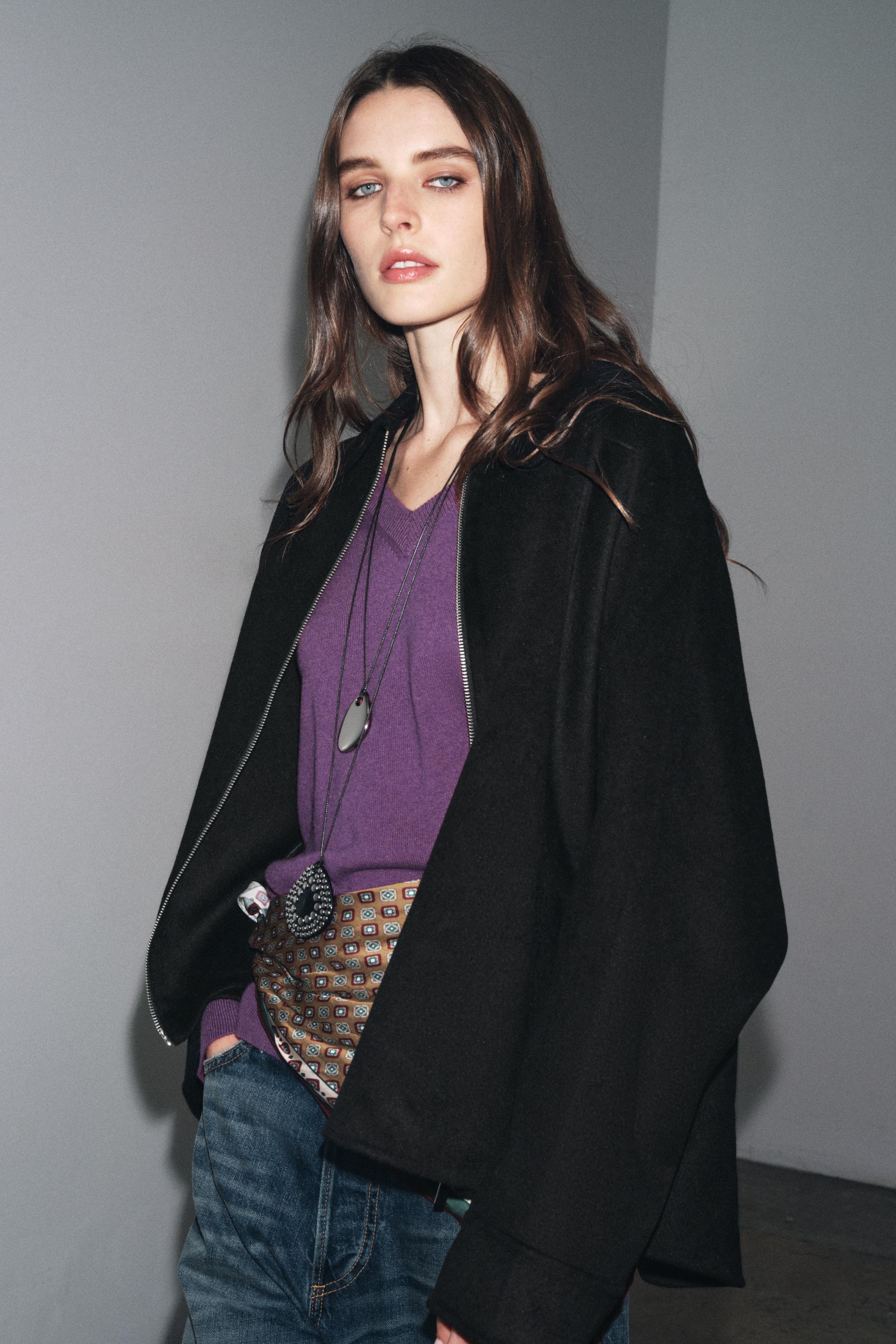 WOOL BLEND ZIP JACKET ZW COLLECTION