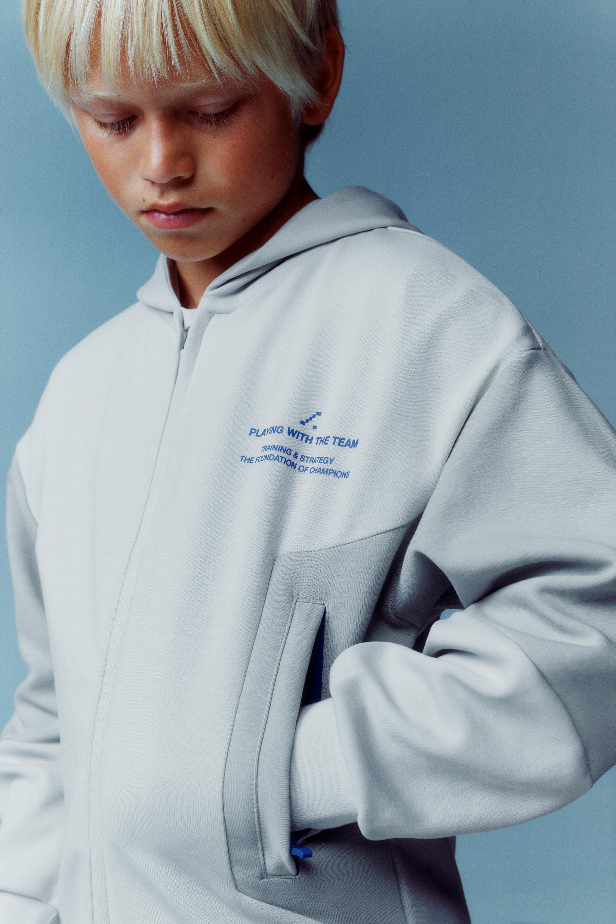 SPORTY TEXT ZIP-UP SWEATSHIRT