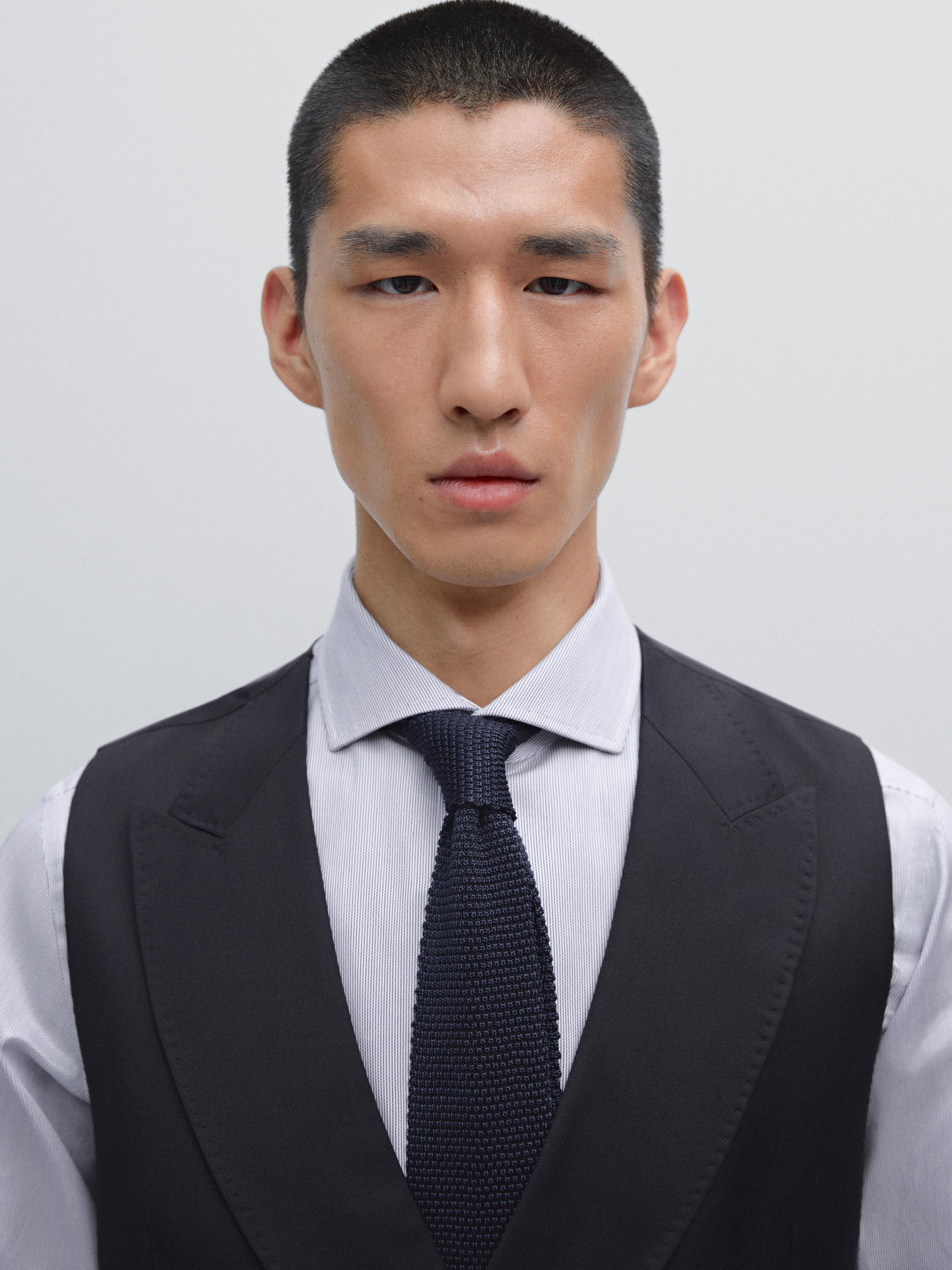 Plain 100% wool suit waistcoat