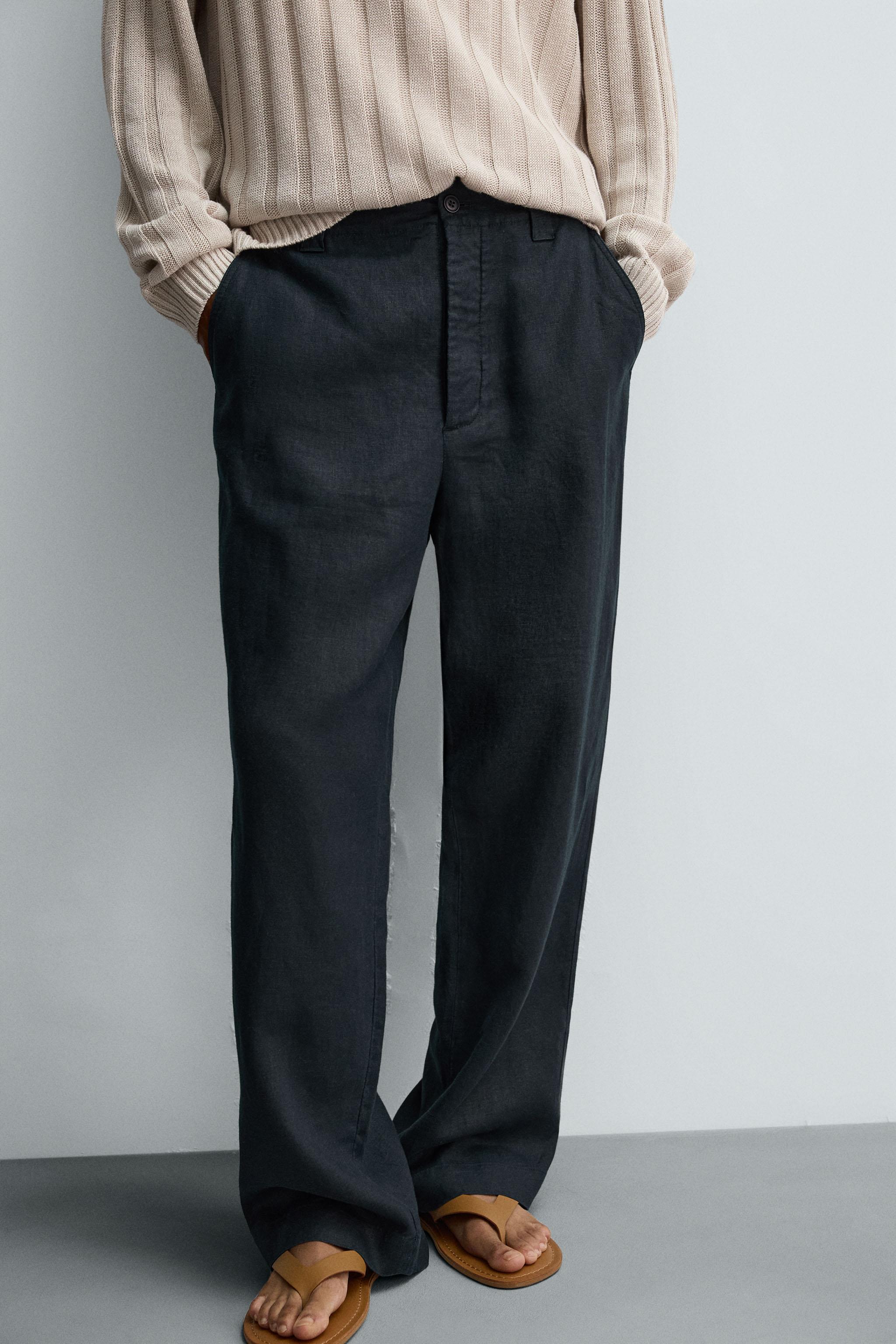 STRAIGHT FIT 100% LINEN PANTS