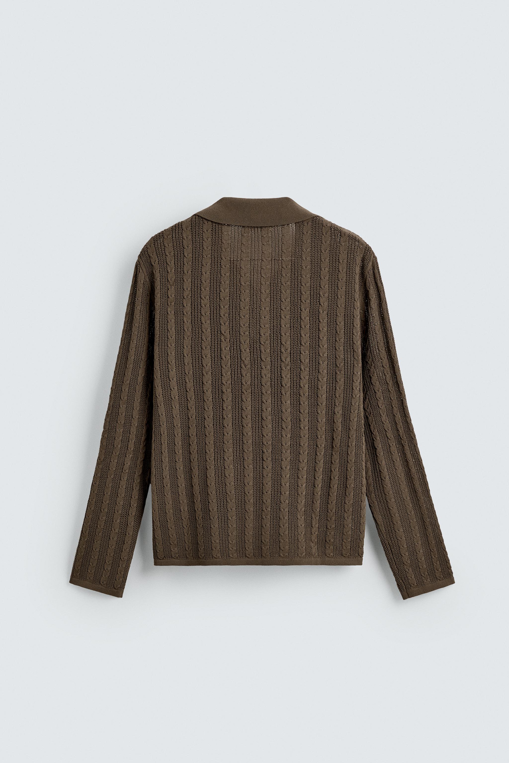 CABLE KNIT POLO SHIRT