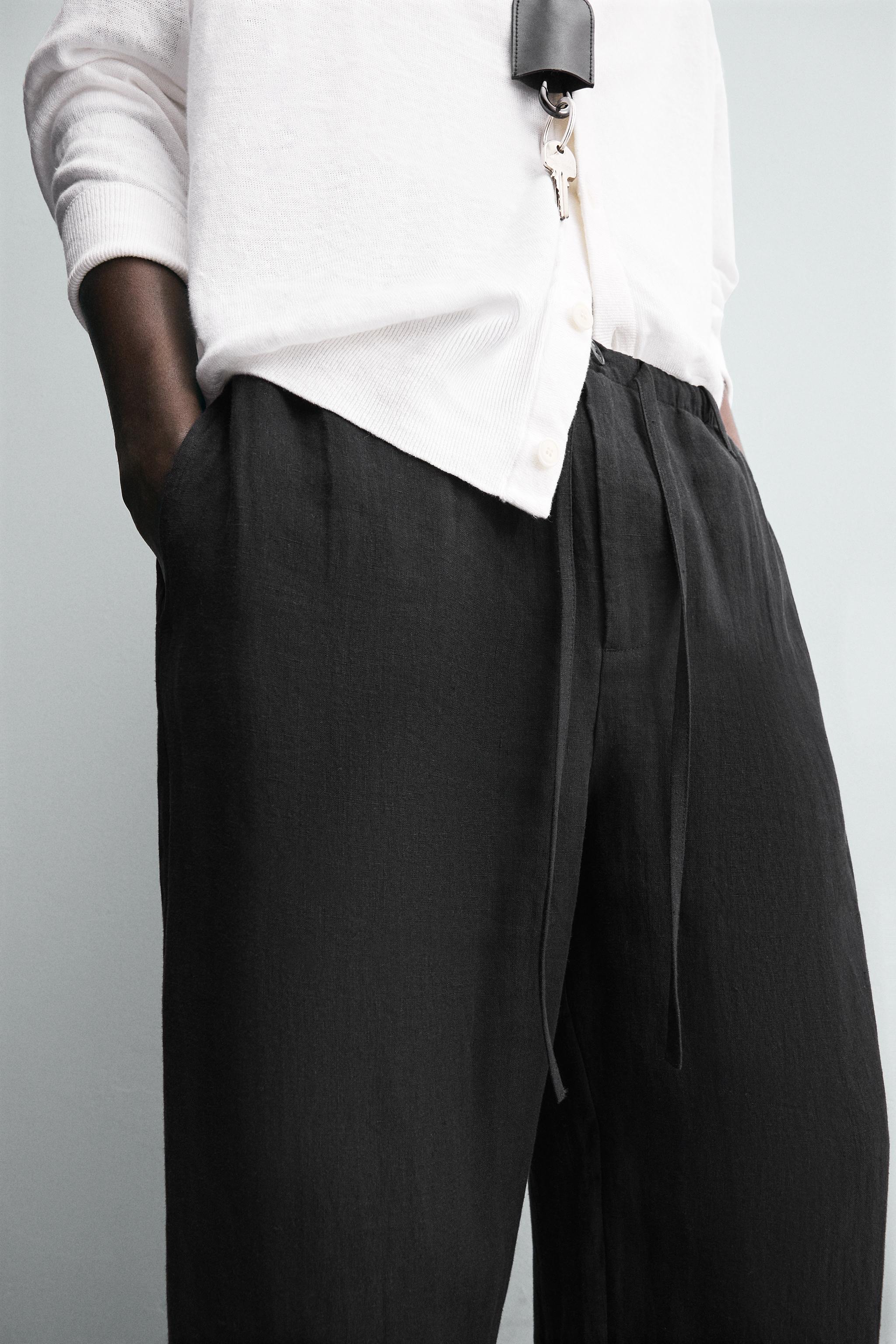 RELAXED FIT 100% LINEN PANTS