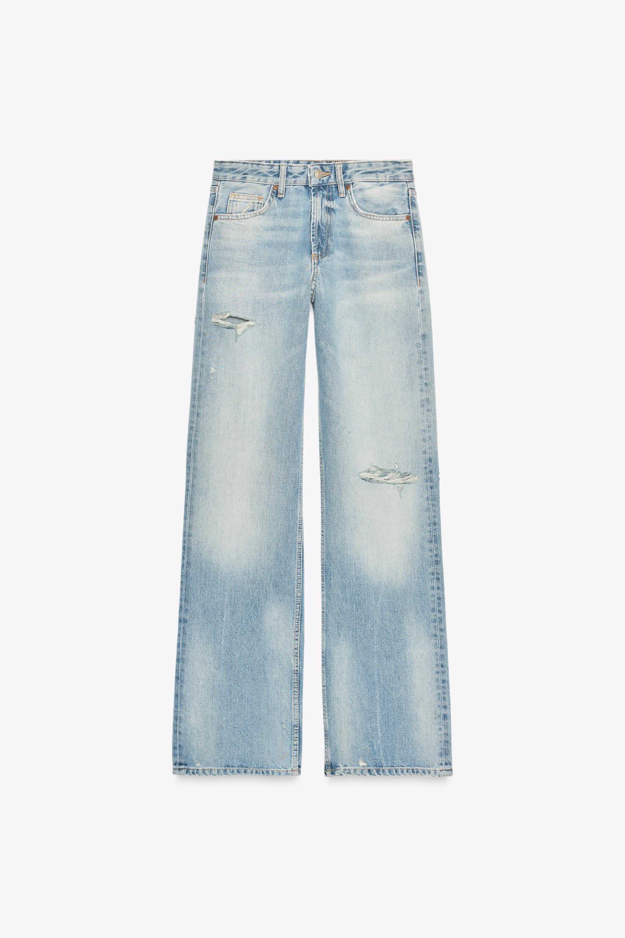 TRF MID-RISE RIPPED WIDE LEG JEANS