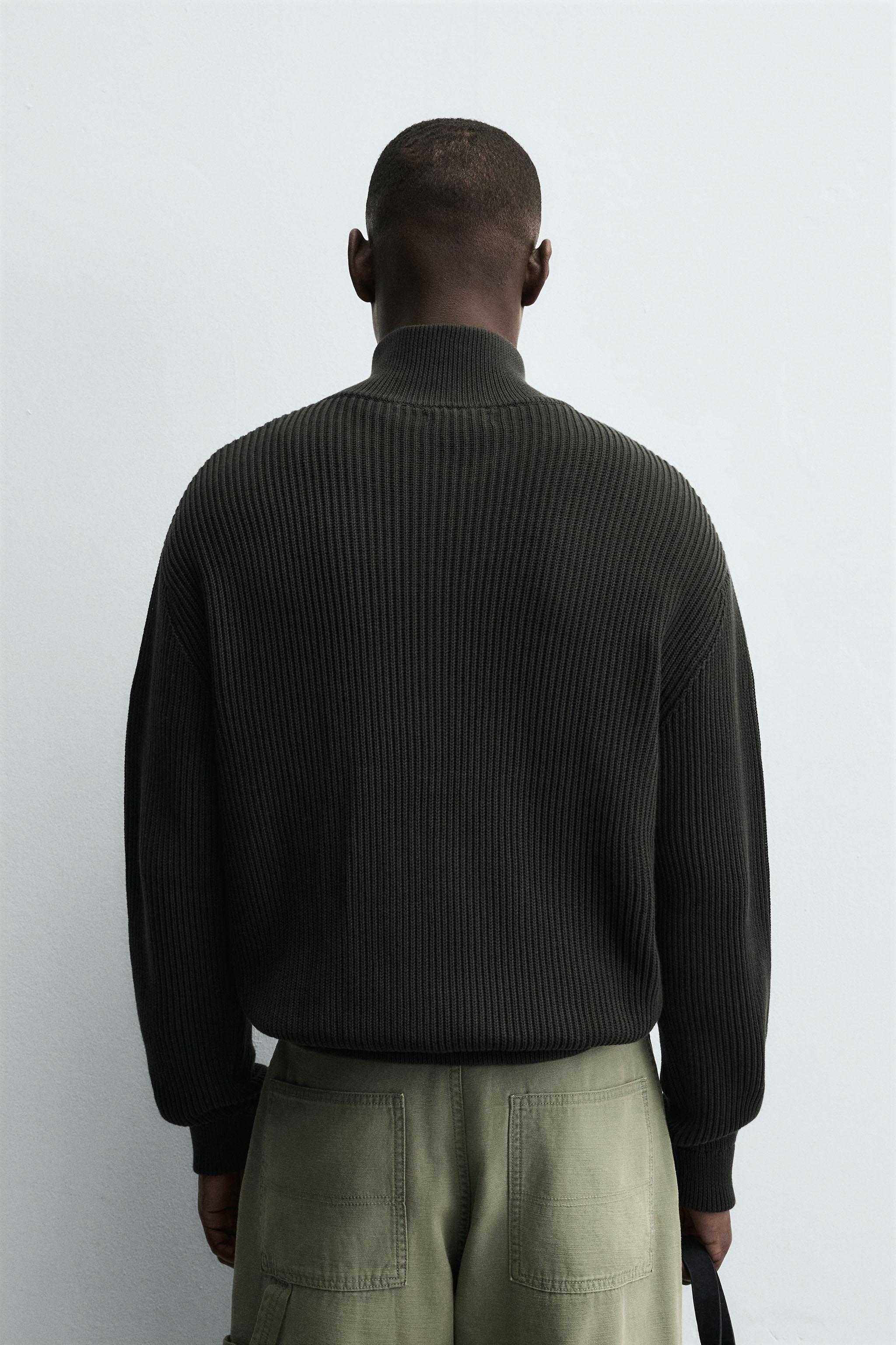 PURL KNIT ZIP-UP CARDIGAN