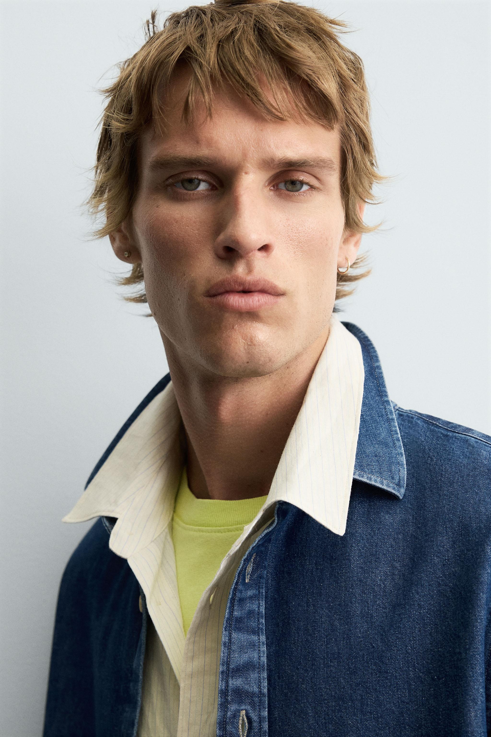 TOPSTITCHED DENIM SHIRT