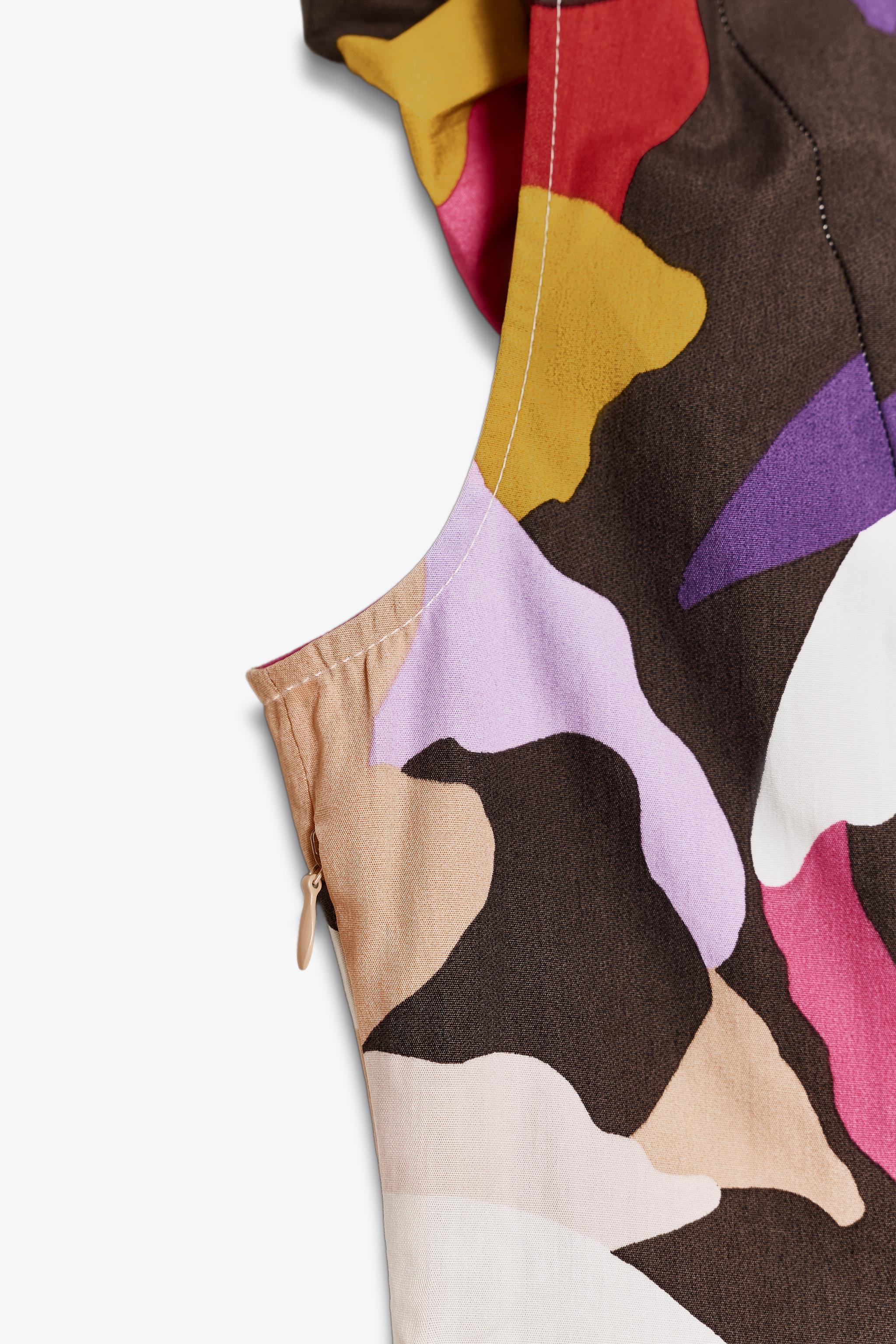 PRINTED POPLIN MIDI DRESS