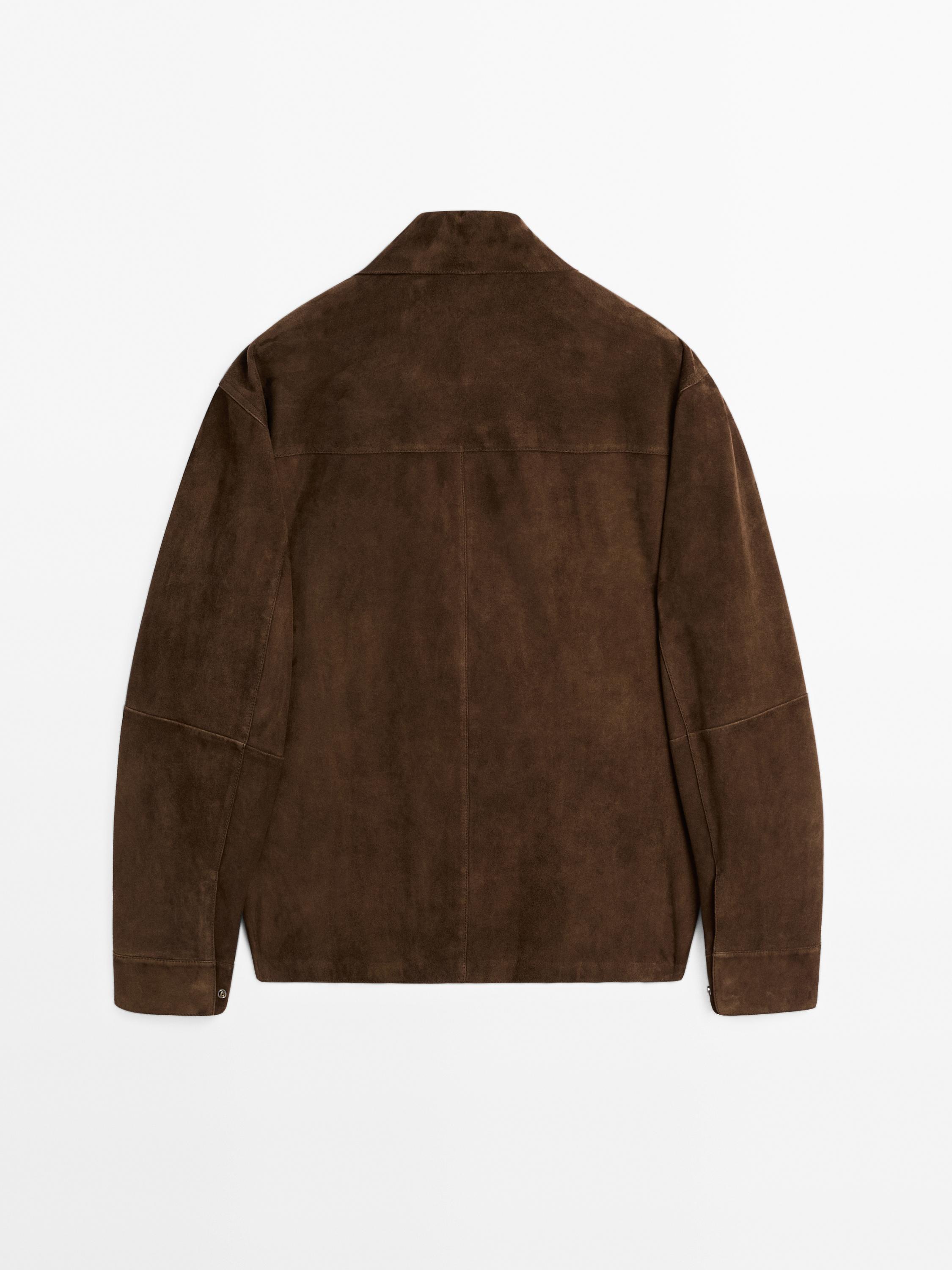 Lightweight suede leather overshirt