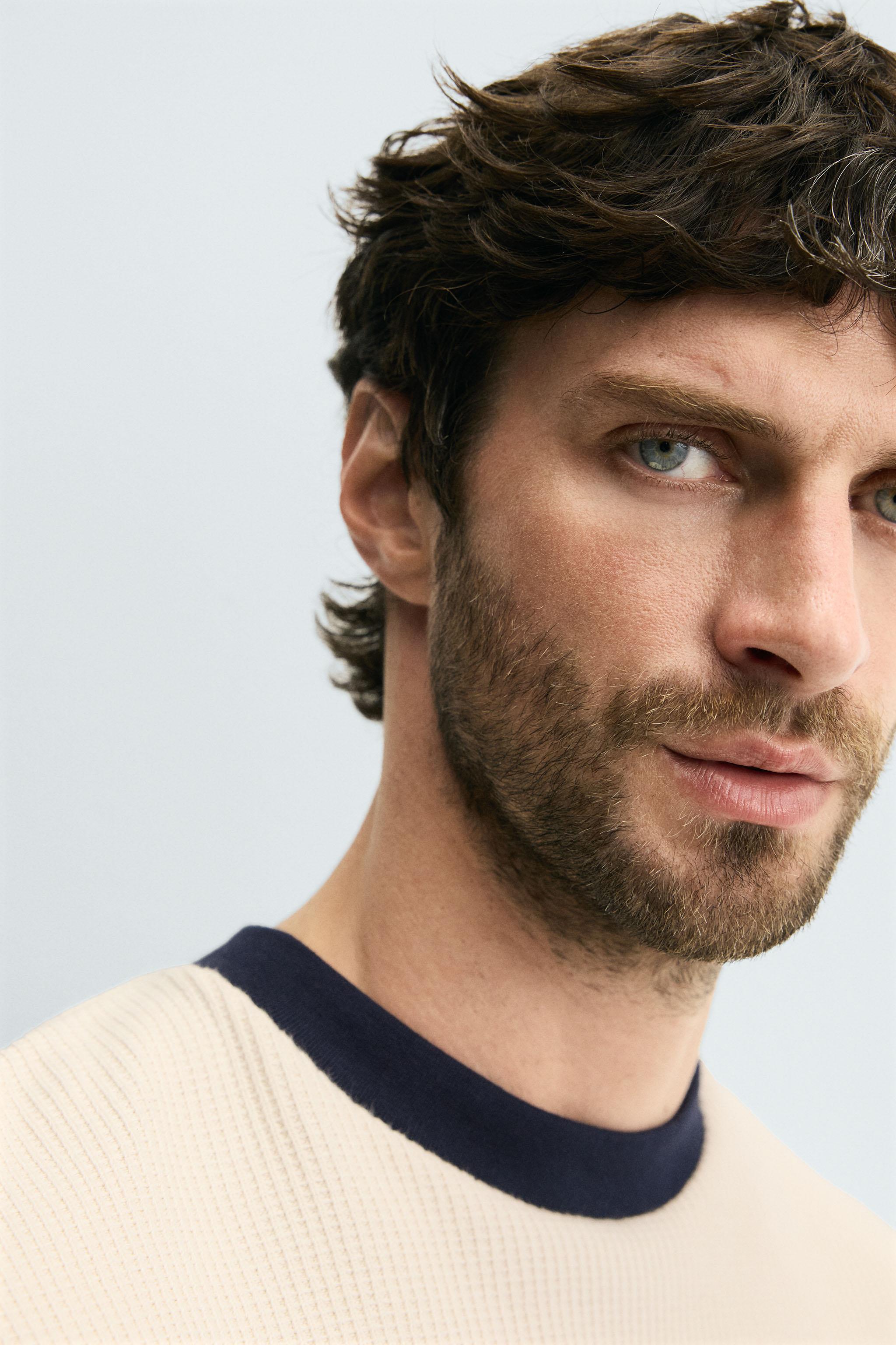 CONTRAST WAFFLE WEAVE SWEATSHIRT