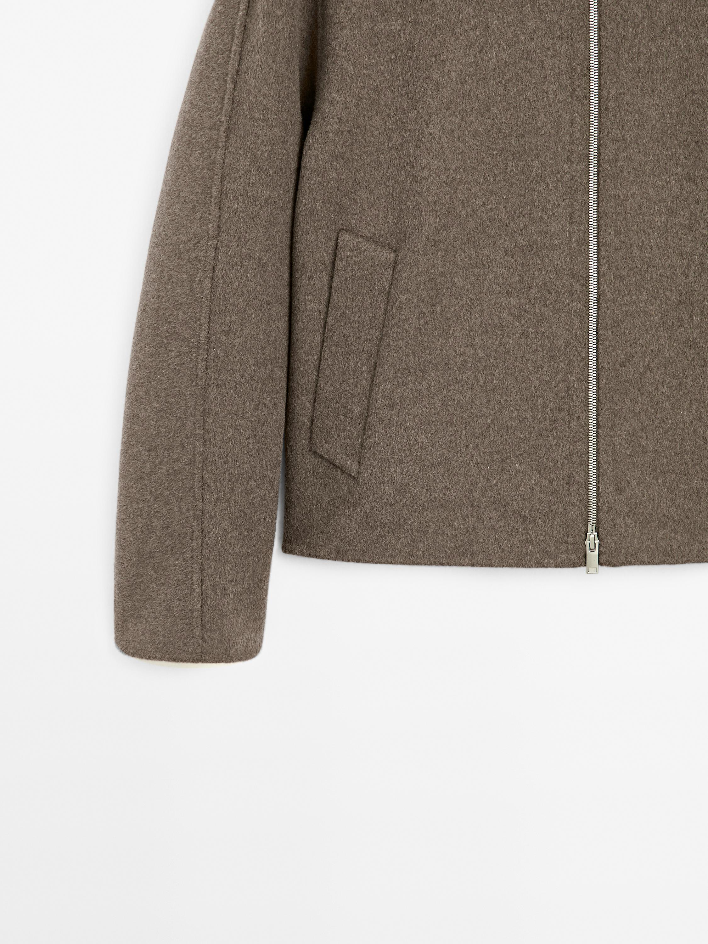 Jacket with double wool collar detail