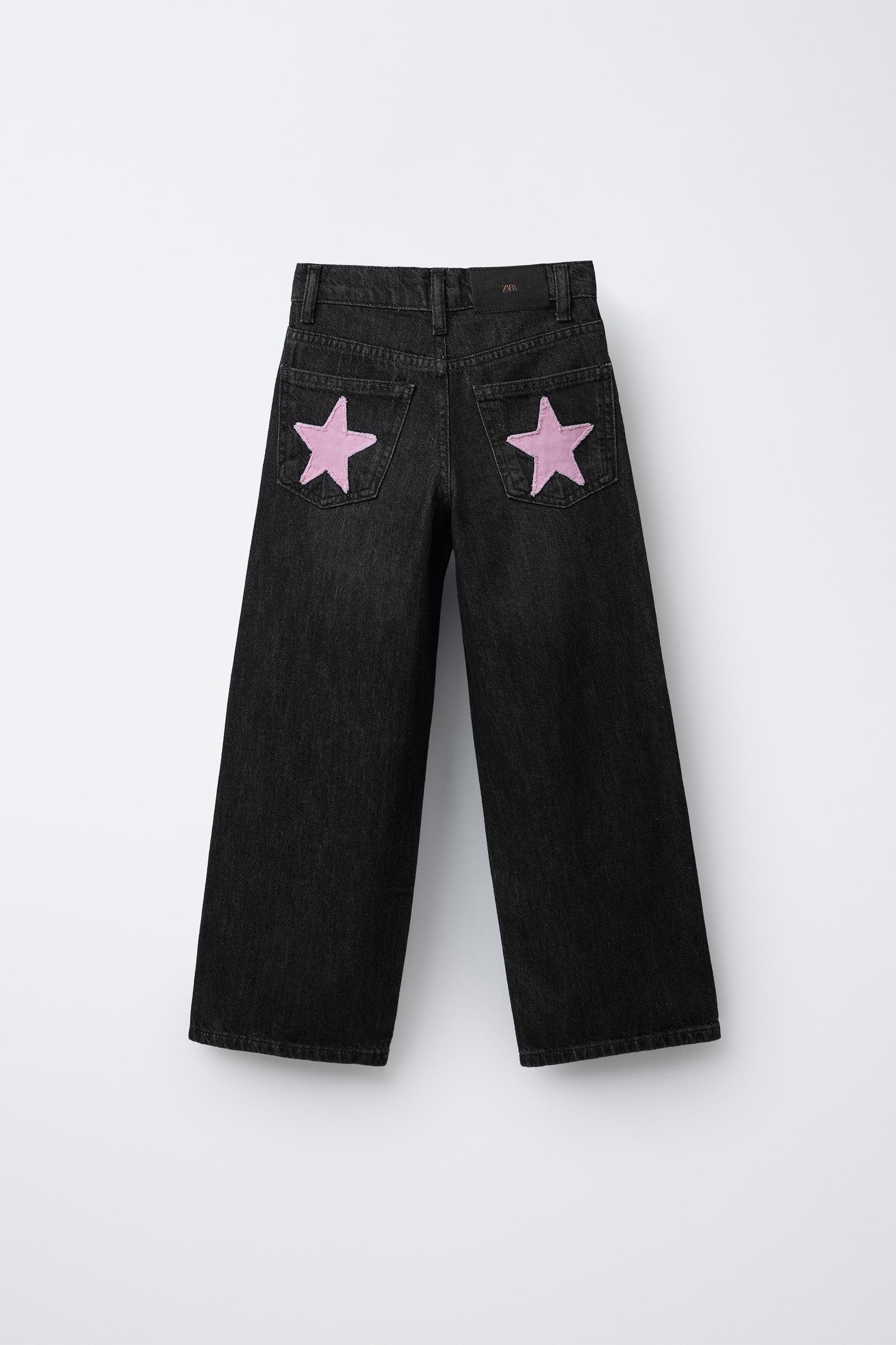 WIDE LEG JEANS STAR PATCHES