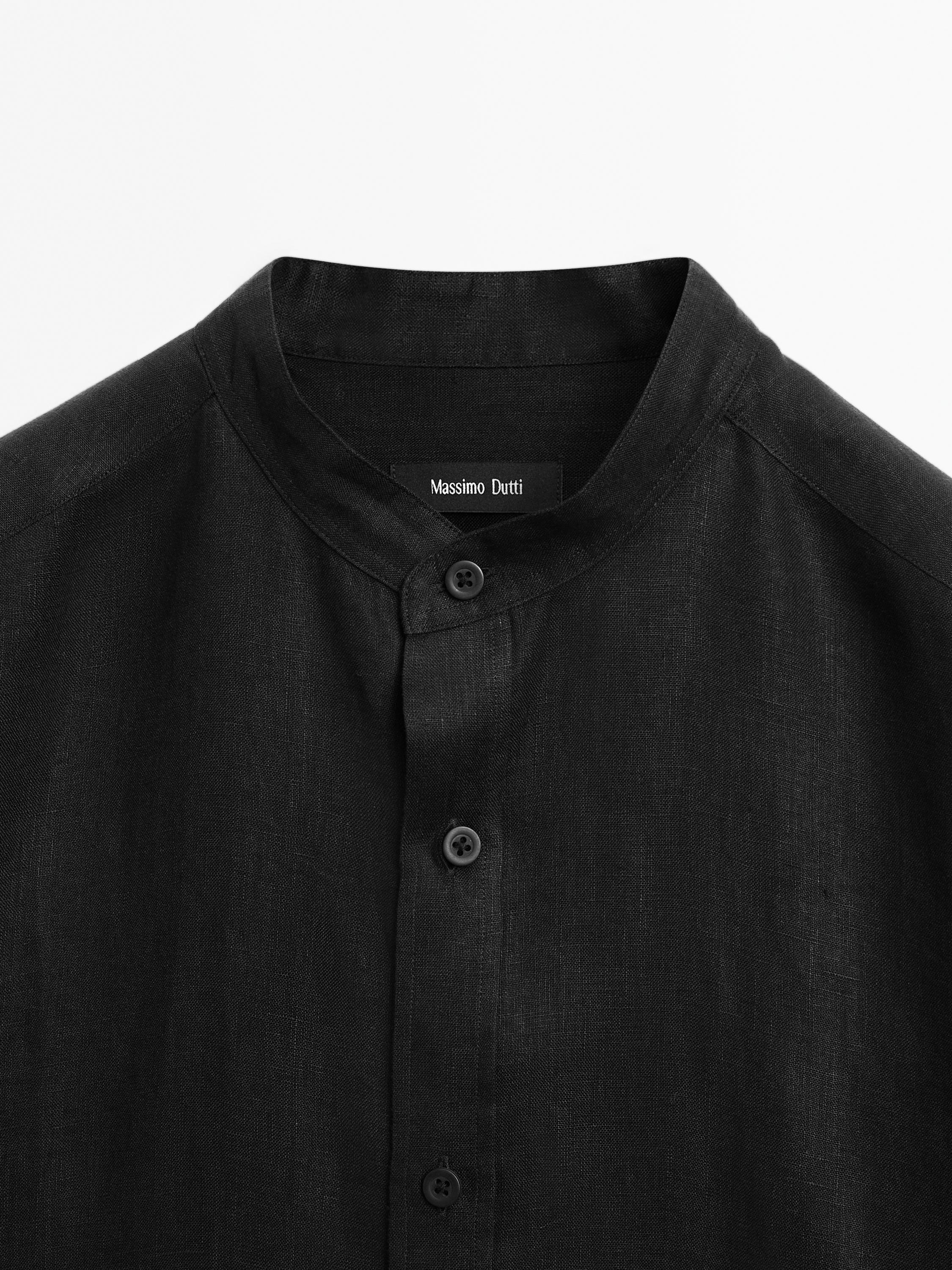 Regular-fit shirt with stand collar