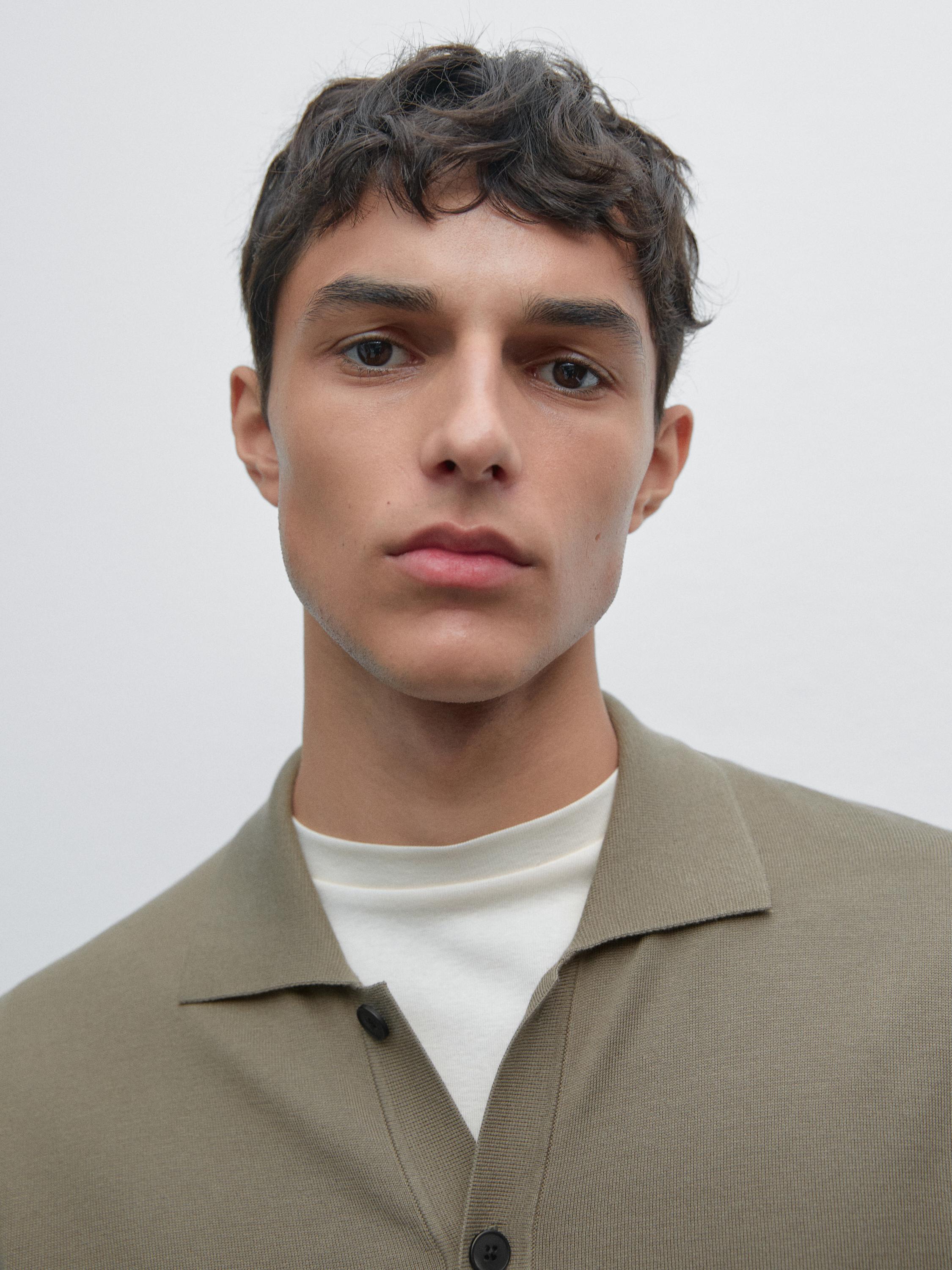 Cotton blend knit cardigan