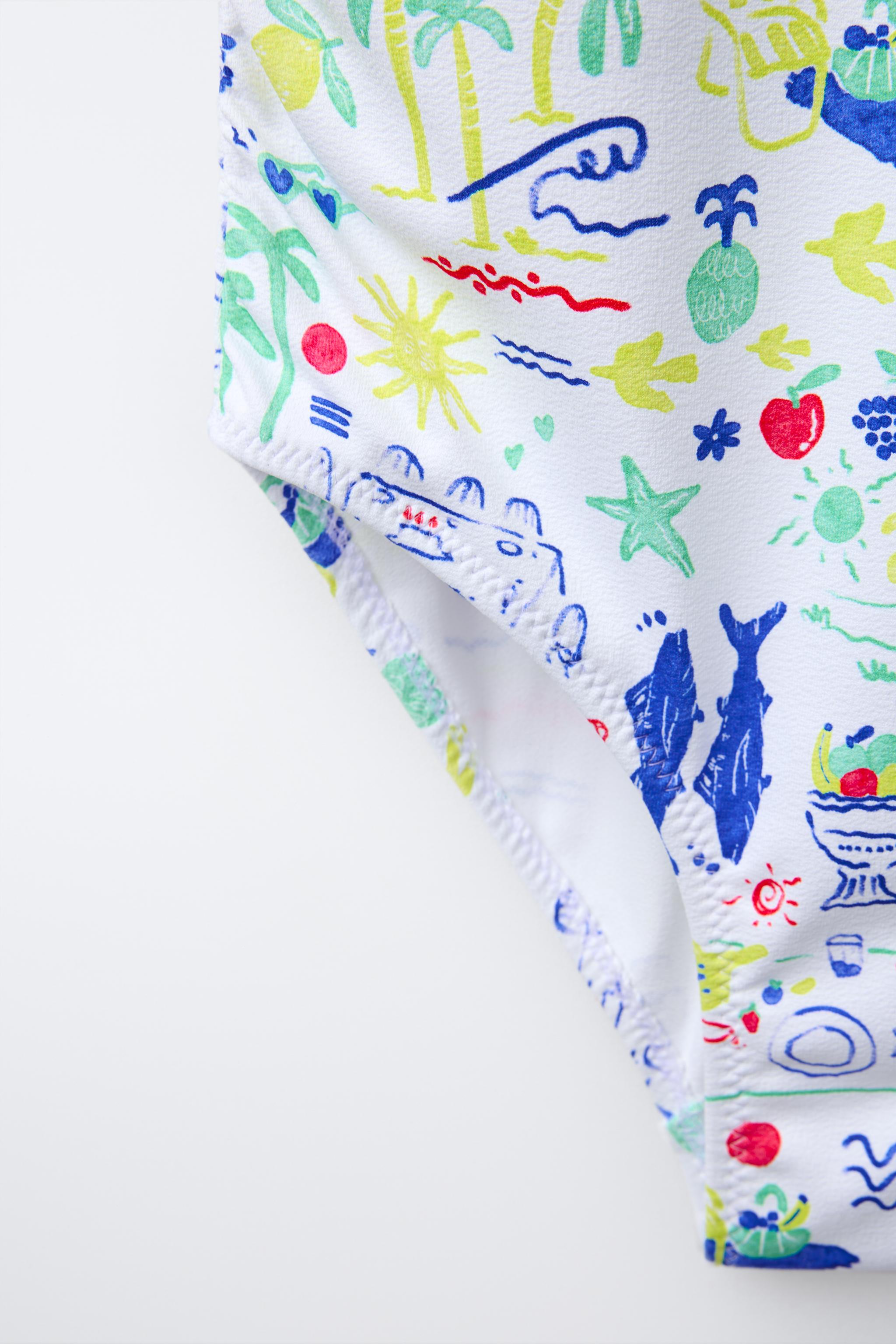 6-14 YEARS/ BEACH PRINT SWIMSUIT