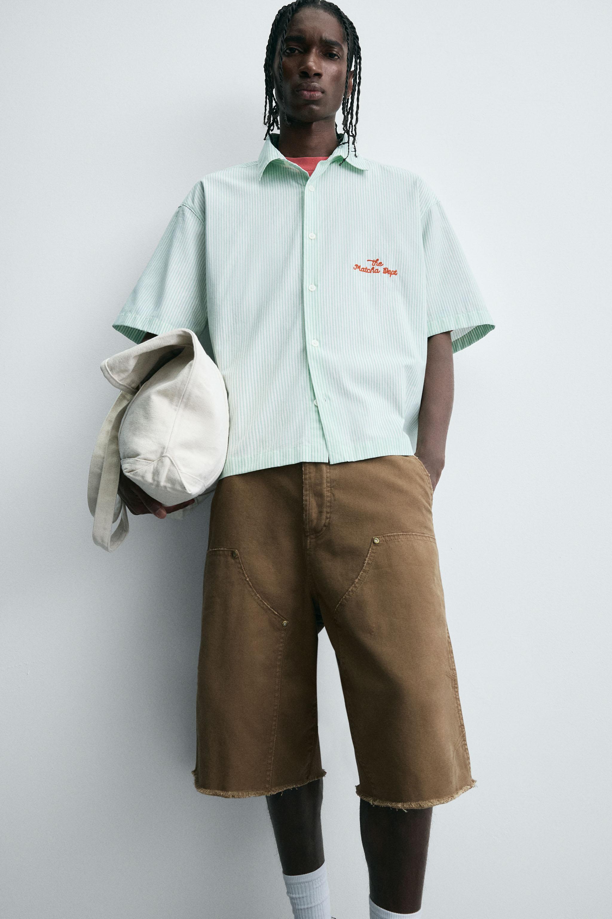 COMBINATION TEXT STRIPED SHIRT